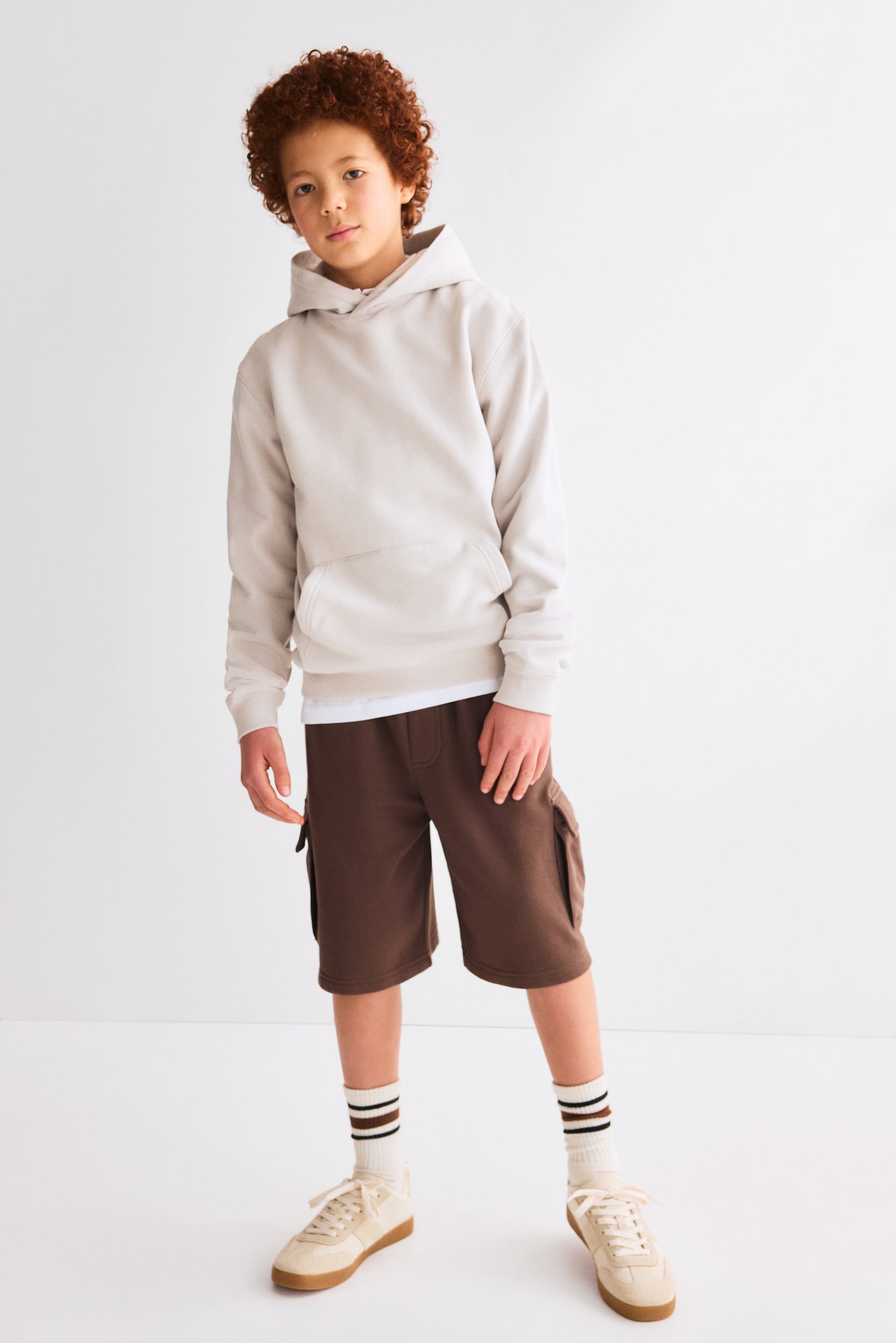 Shorts cargo en french terry - Café oscuro/Blanco/Mármol - 2