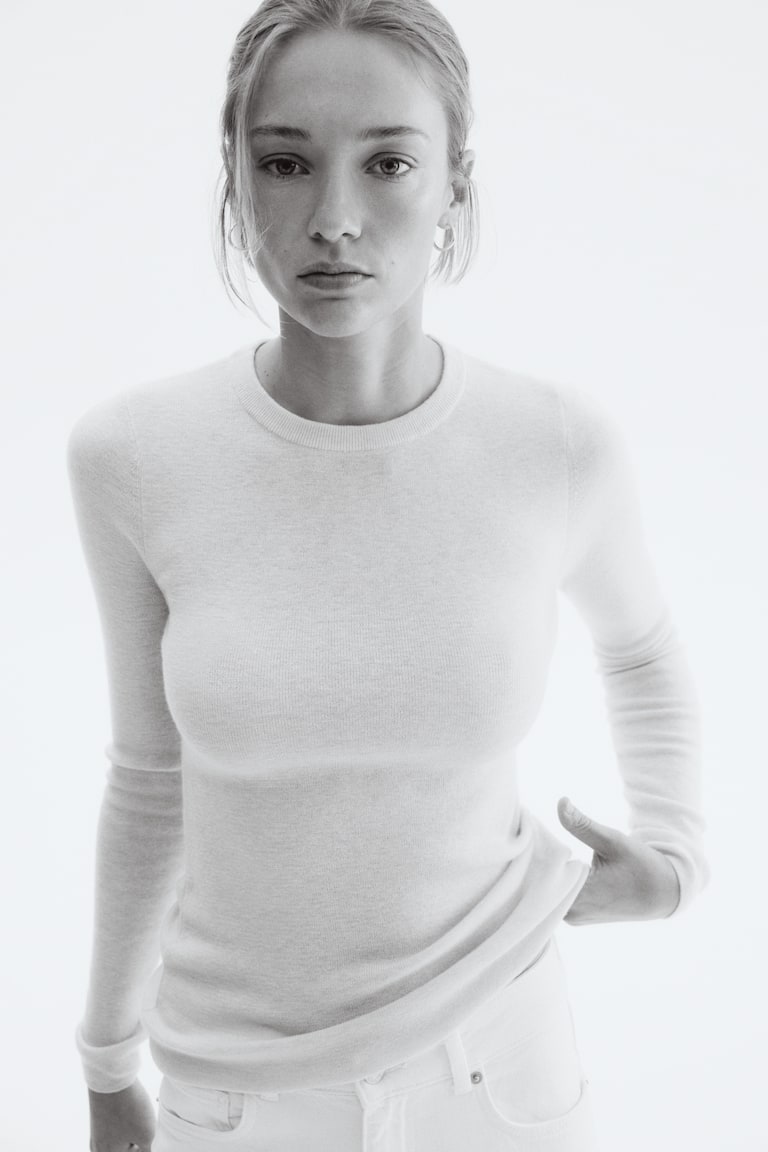 Top en maille fine de cachemire mélangé