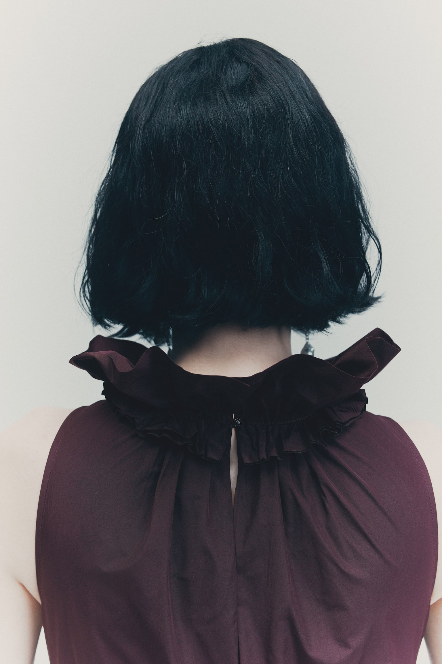 Frill-collar dress - Burgundy - 4