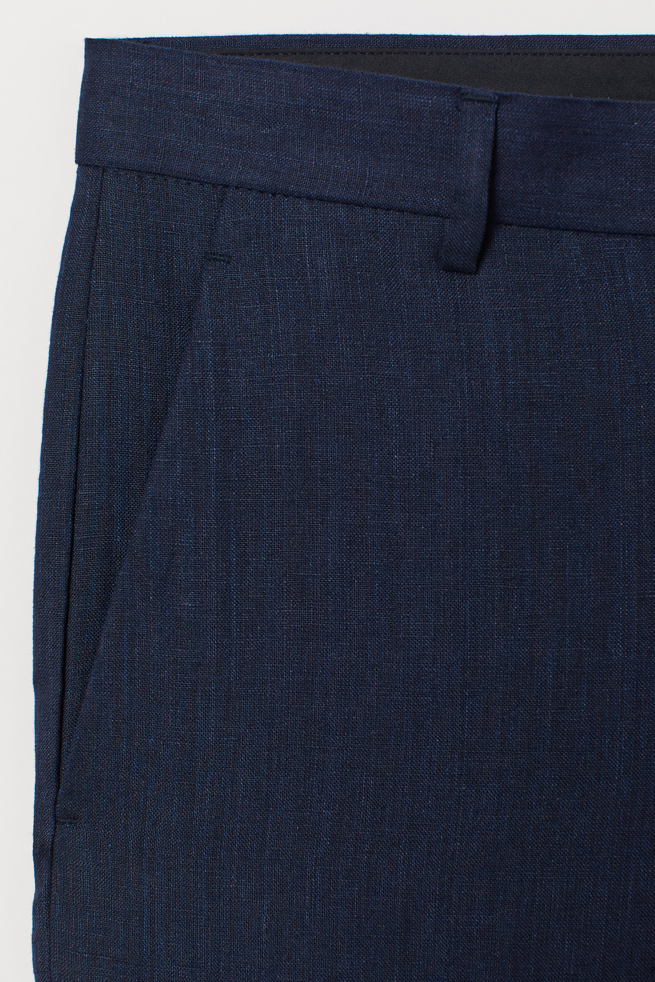 Linen suit trousers Slim fit - Long - Dark blue - Men | H&M GB