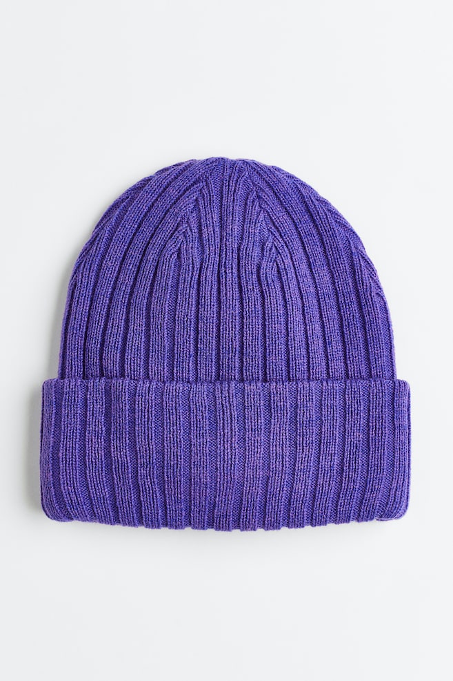 Rib-knit hat - Lila - 1