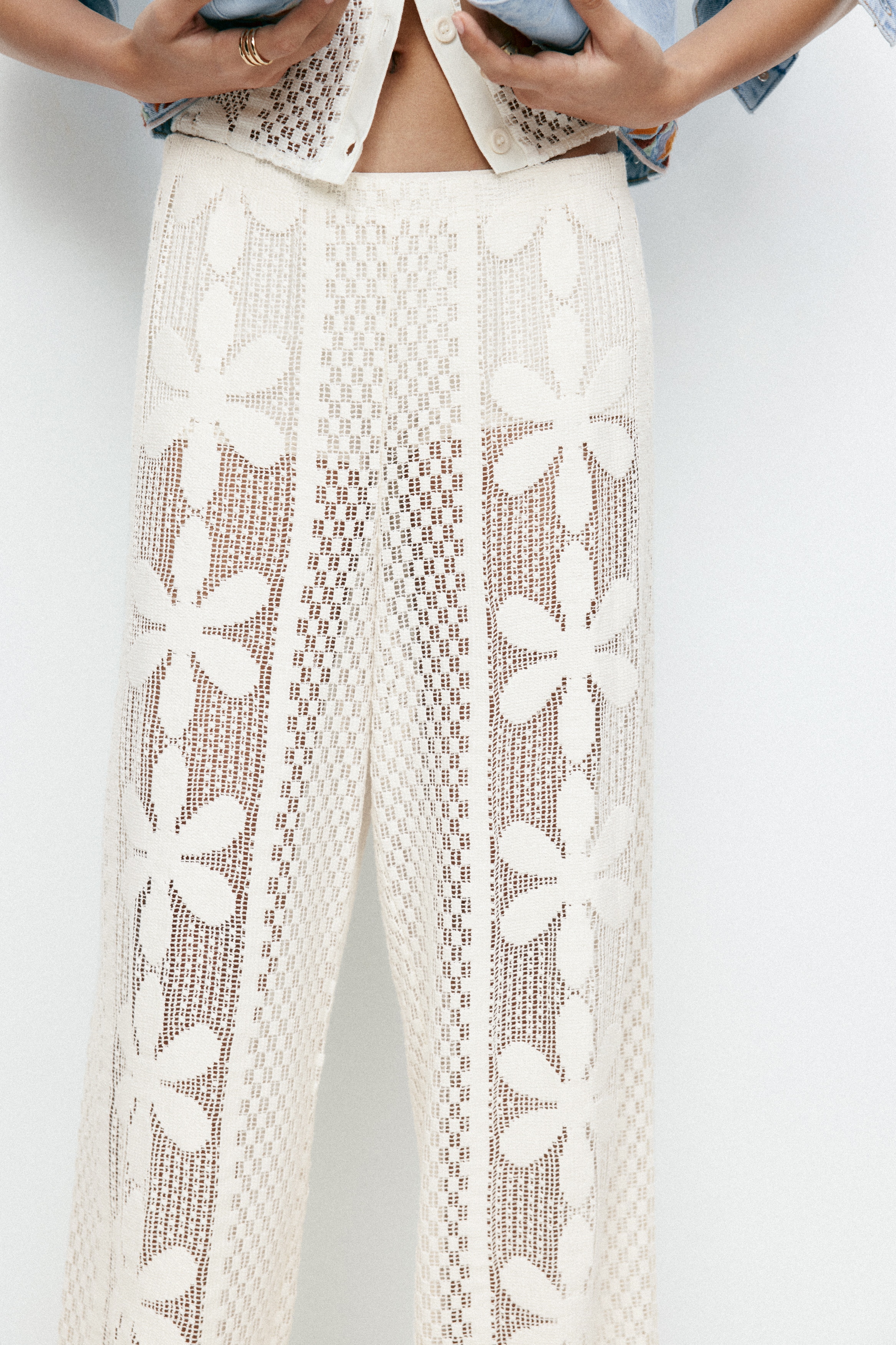 Women's White Lace Jersey Pants | H&M CA