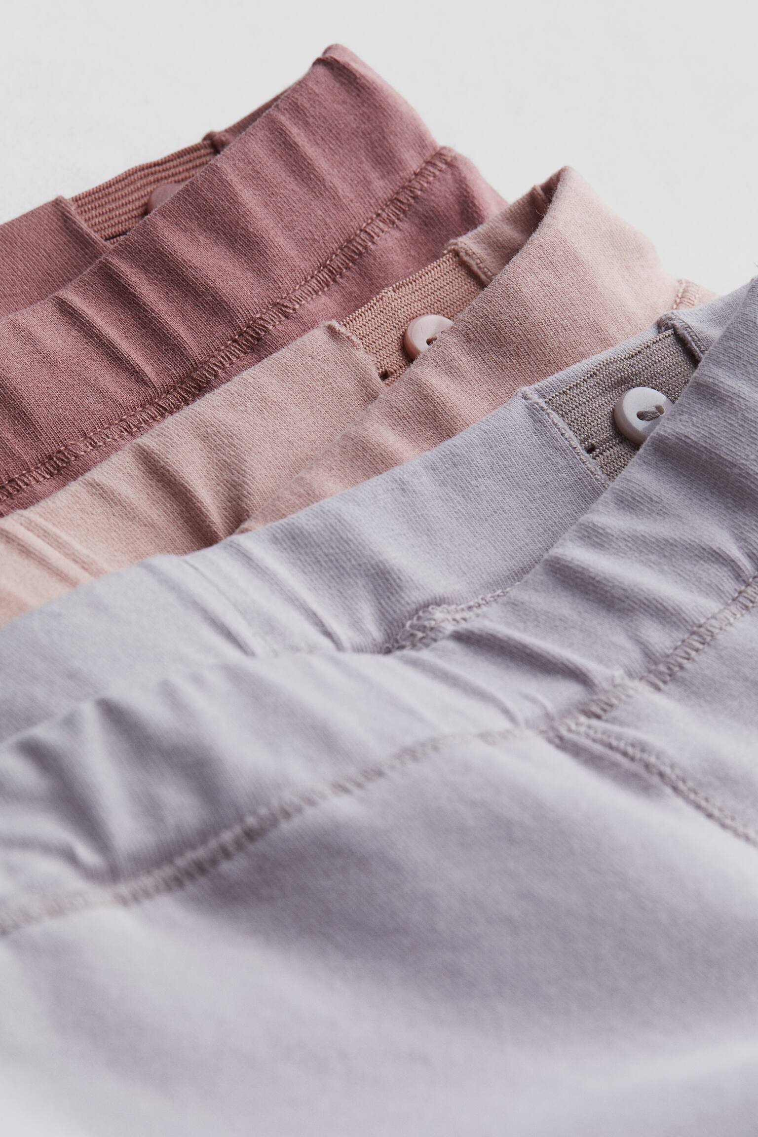 3-pack Cotton Leggings - Dusty lilac/Dusty pink/Light beige/Dark beige/Dark grey/Beige - 2