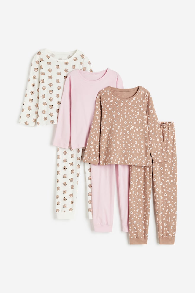 3-pack jersey pyjamas - Light pink/Patterned/Powder pink/Hearts - 1