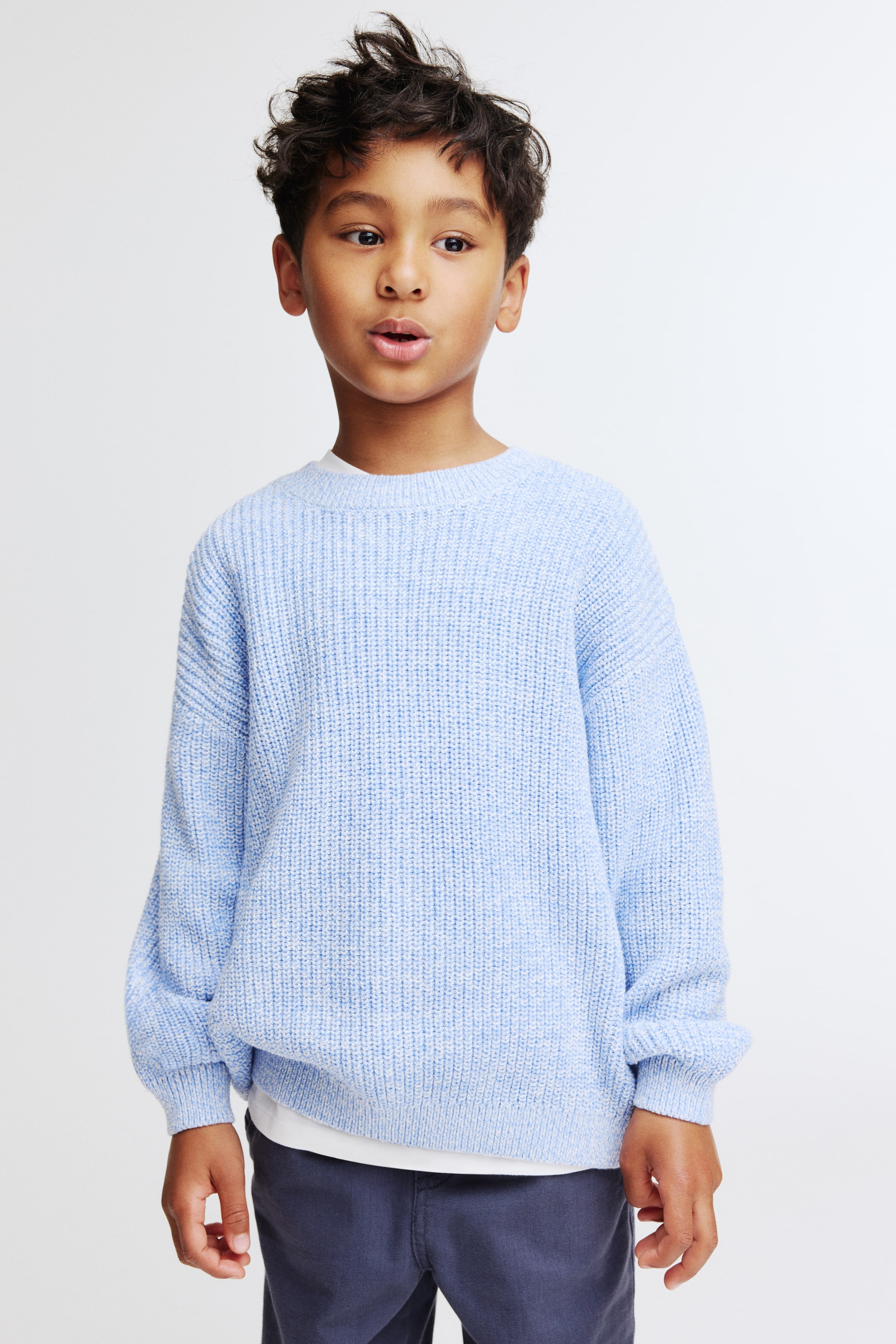 Agrandir l'image: Pull à côtes anglaises - Bleu clair chiné - ENFANT | H&M BE 1