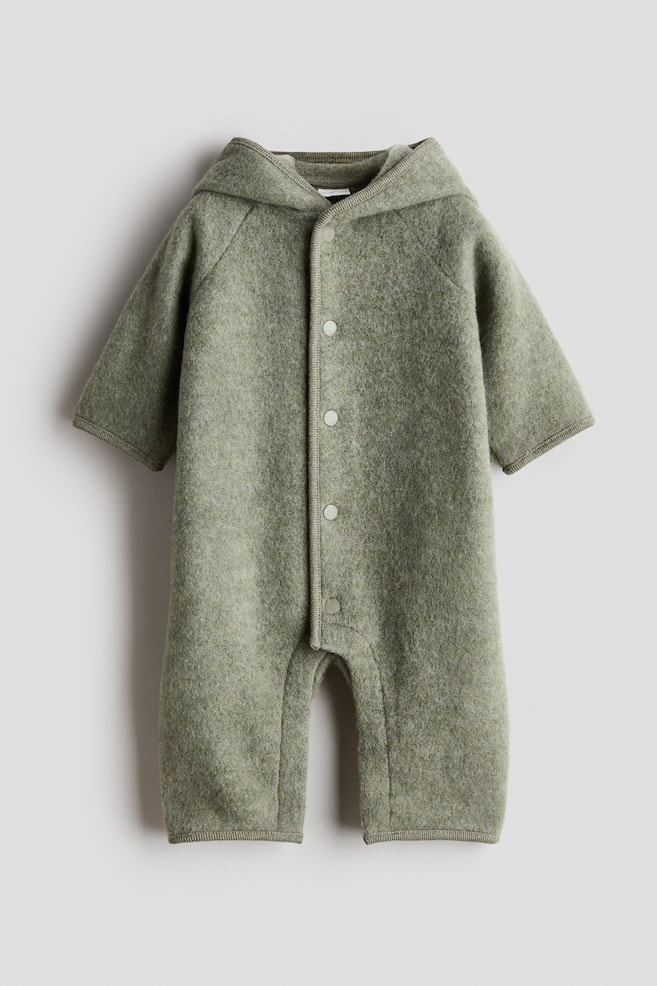 Fleece-Overall aus Wollmix - Grün/Hellbeige - 1