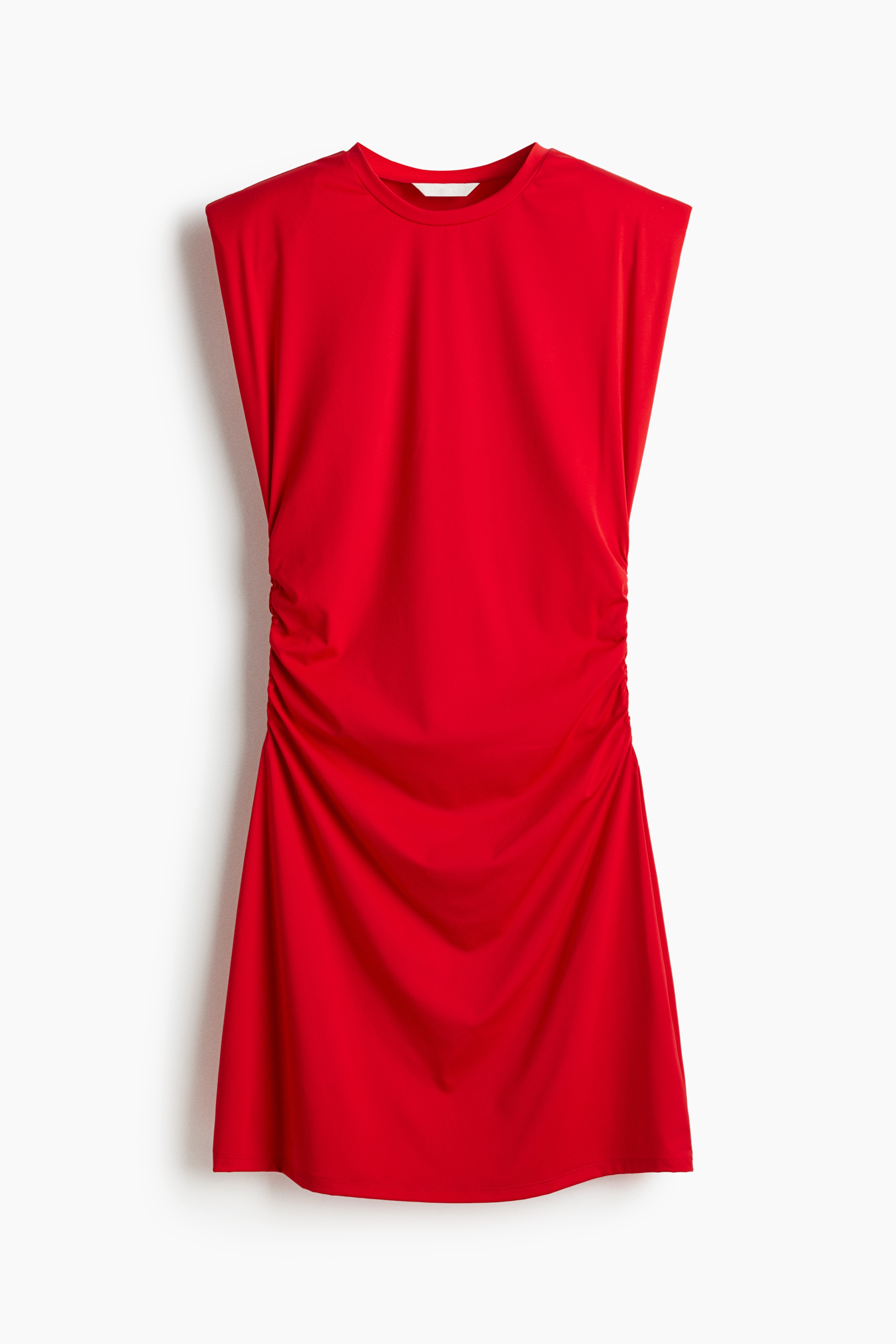 Shoulder-pad interlock dress - Red/Beige