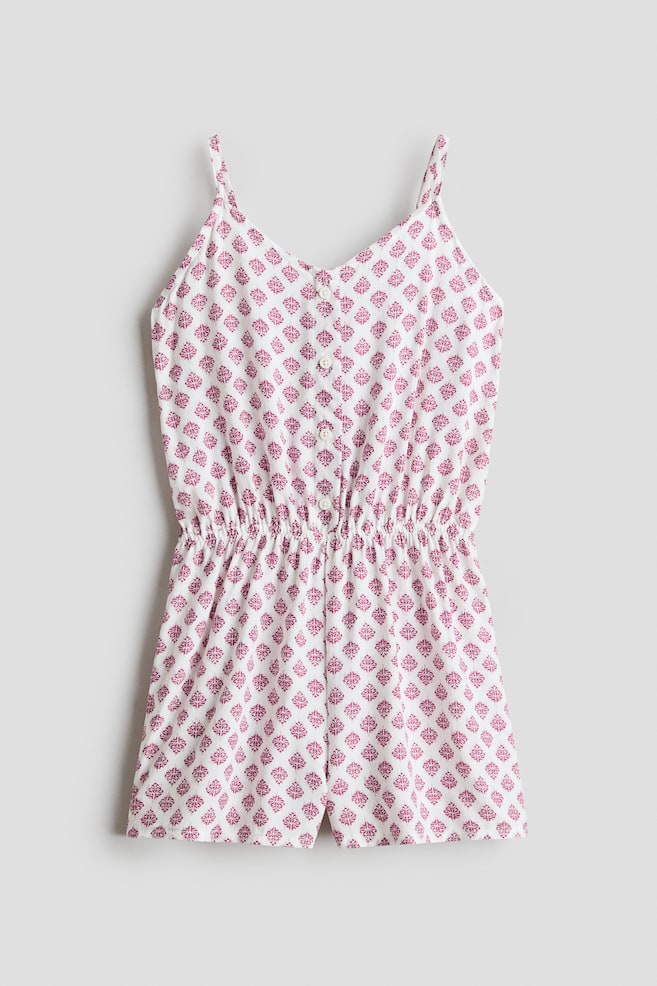 Printed viscose jumpsuit - White/Patterned/Light turquoise/Patterned - 1