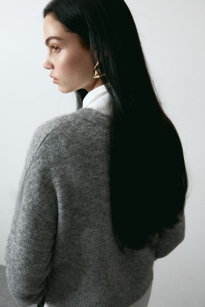 Jacquard-Motif Sweater-Gray melange/Adore - 5