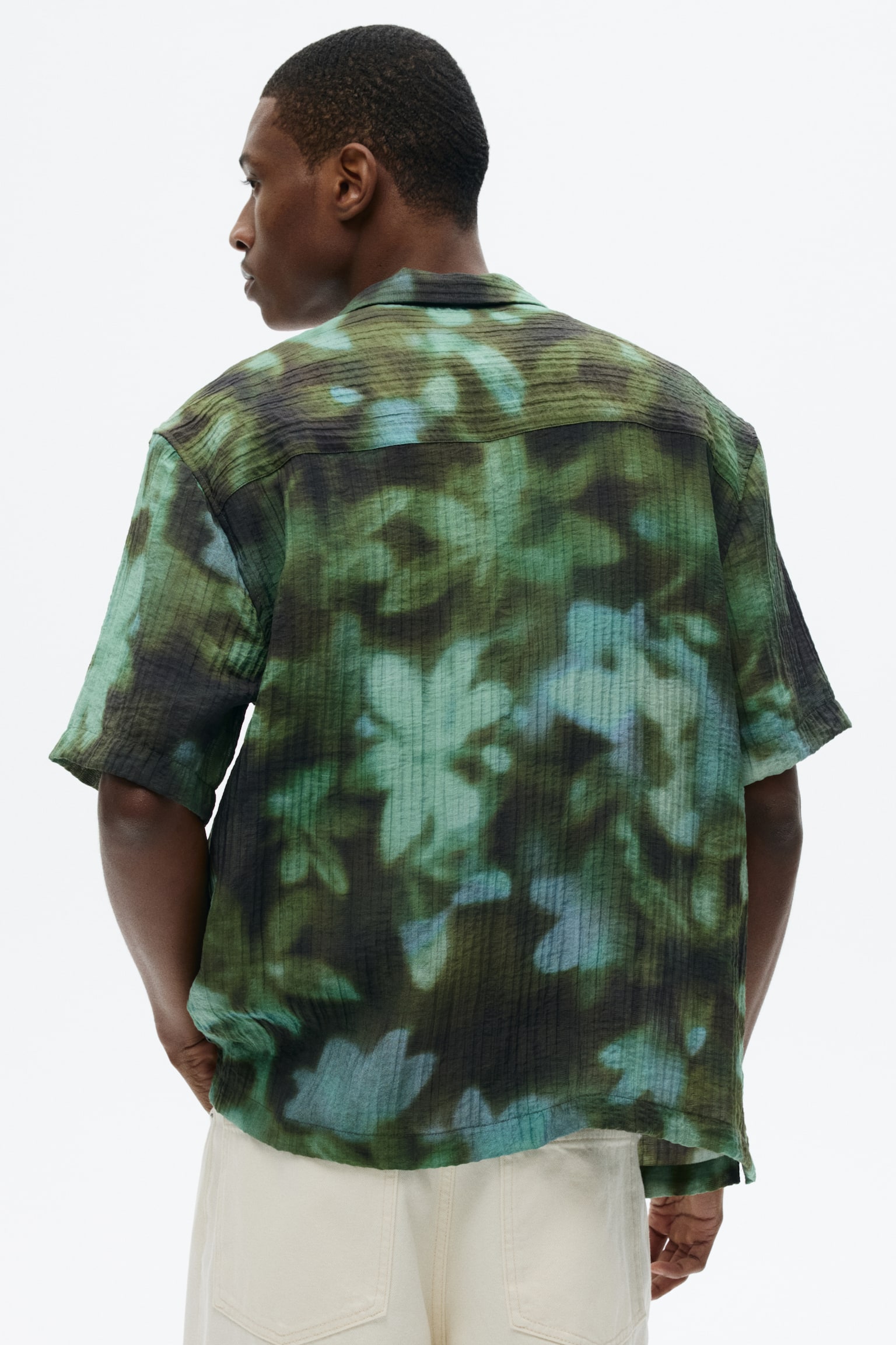 Áo sơ mi cổ hai ve Regular Fit - Màu xanh kaki/Hoa lan - 7