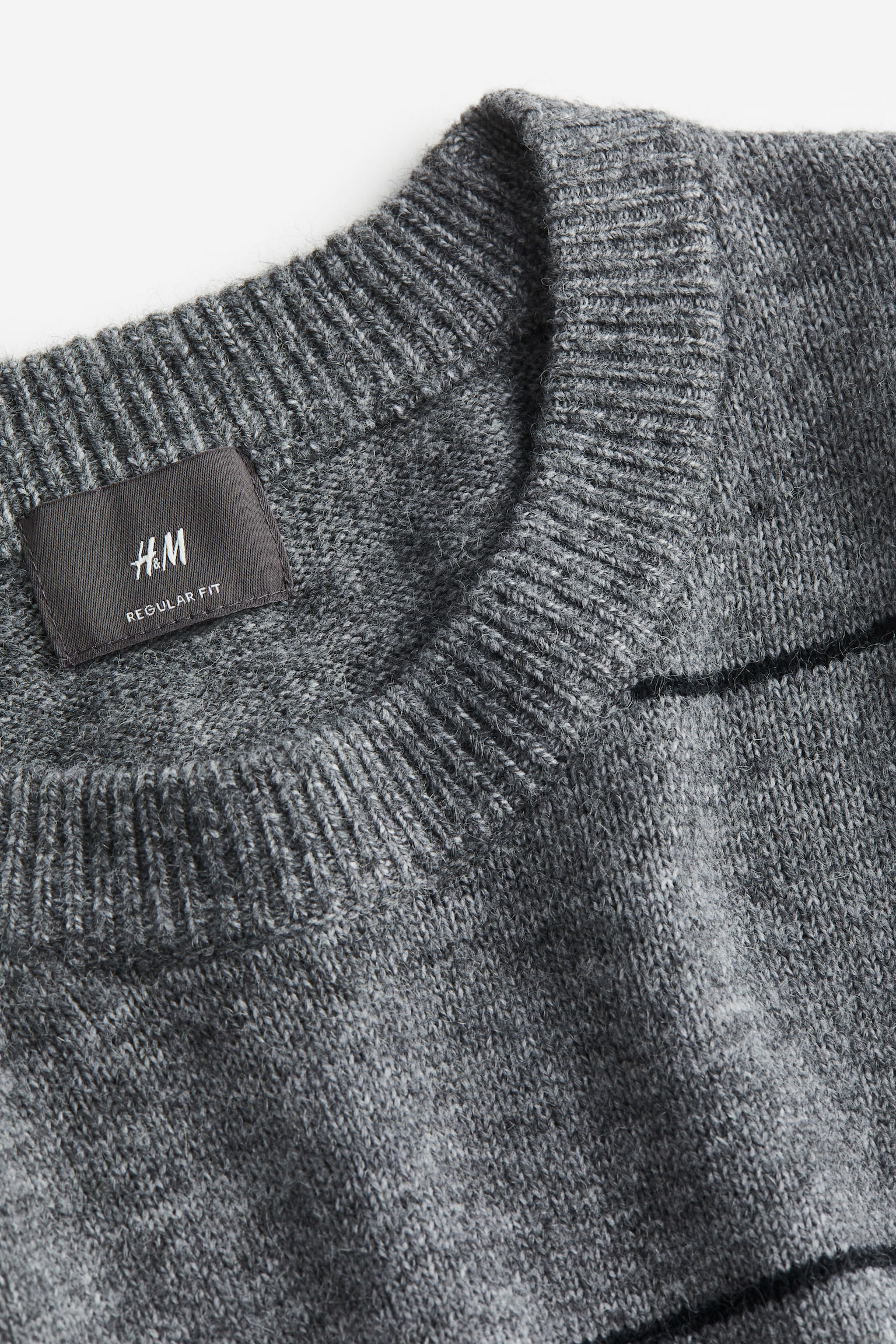 Regular Fit Fine-knit jumper - Grey marl/Striped - 2