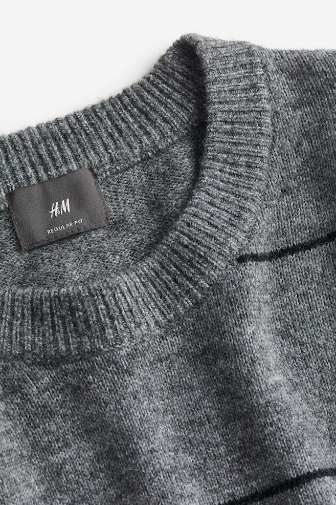 Regular Fit Fine-knit jumper - Grey marl/Striped/Dark blue/Striped/Beige marl/Dark blue - 5