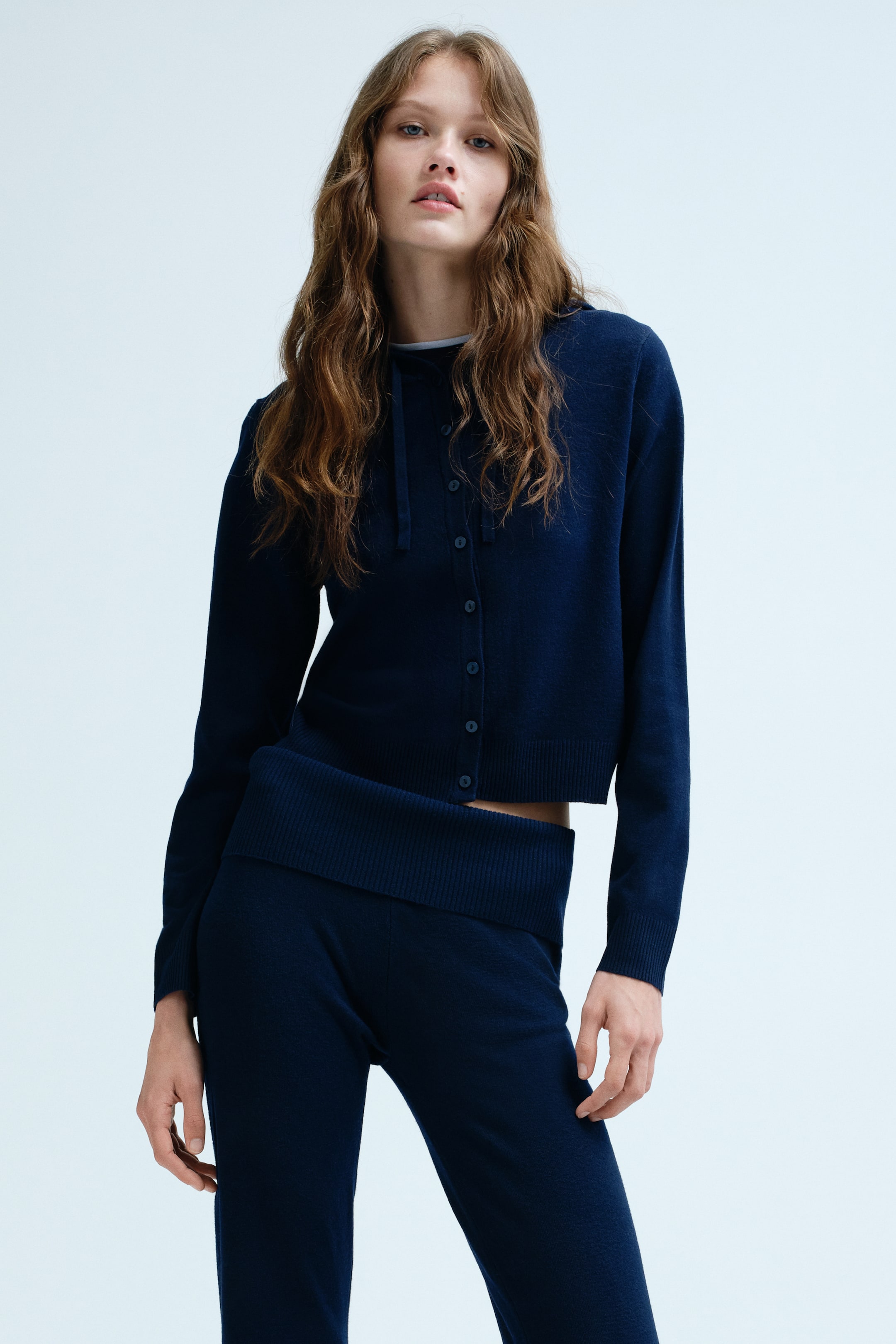 이미지 확대 보기: 후드 가디건 - 네이비 블루 - 여성 | H&M KR 1