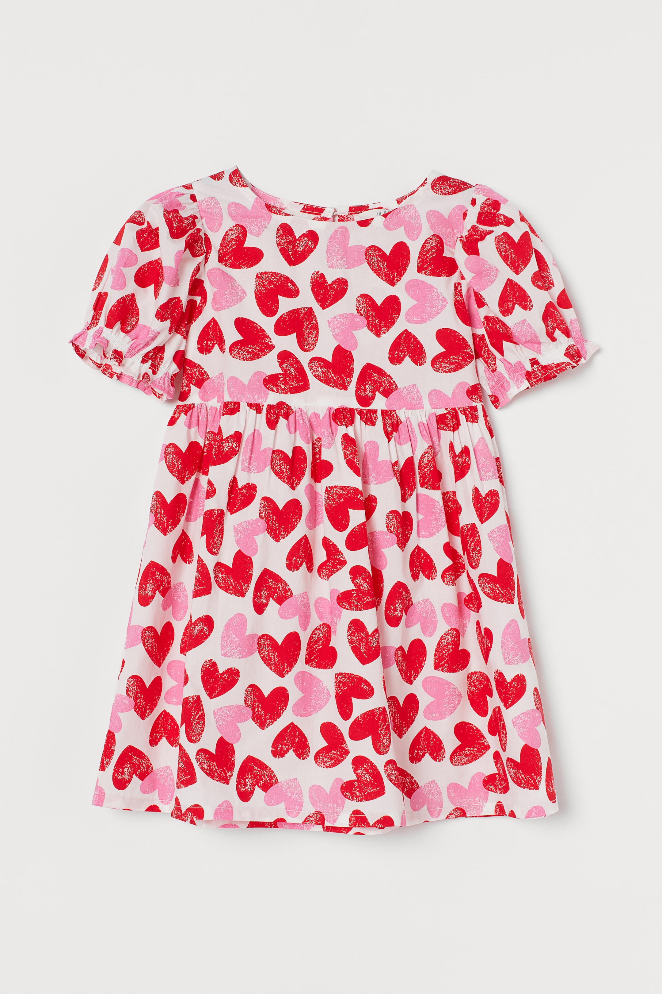 View larger image: Puff-sleeved Dress - Natural white/hearts - Kids | H&M US 1