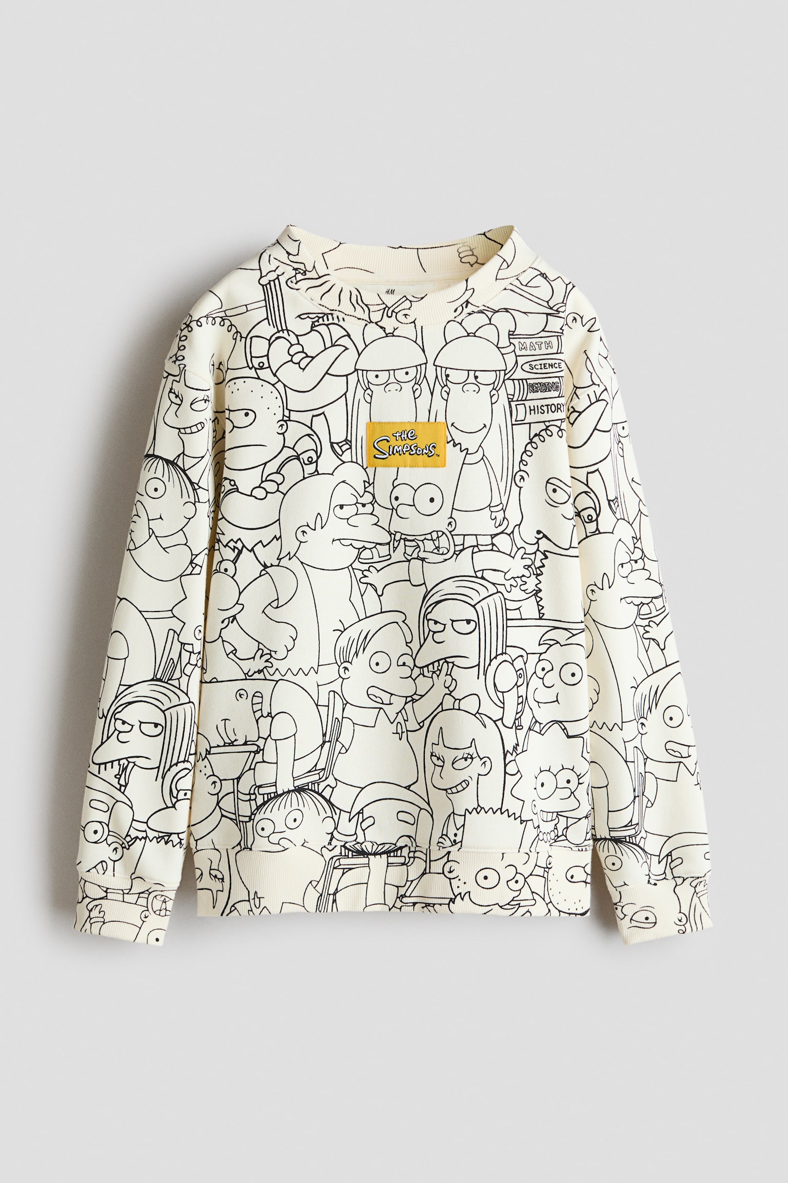 Printed Brushed-Inside Sweatshirt - White/The Simpsons/Steel blue/Fortnite