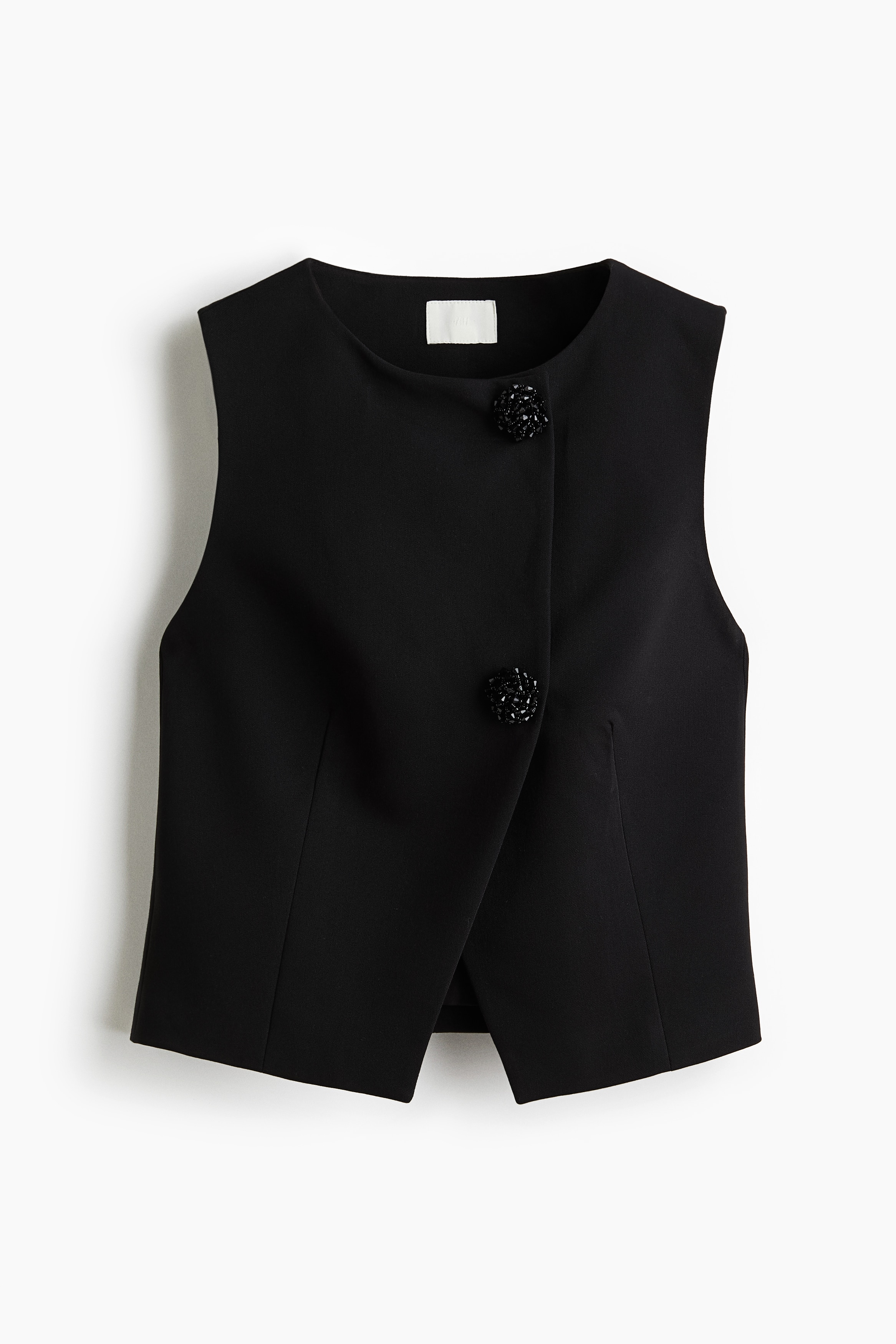 Vestă petrecută asimetrică - Negru/Bej-deschis