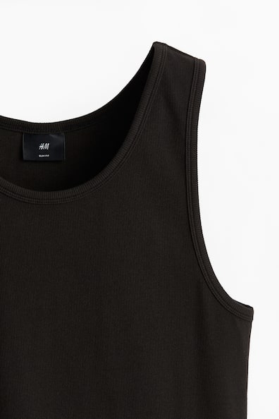 Slim Fit Ribbed Tank Top - Black - Men | H&M US