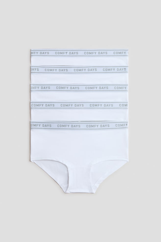 Set van 5 katoenen slips - Hipster - Wit/Zwart/Wit/lichtbeige gemêleerd/Poederroze/saliegroen/roze - 1