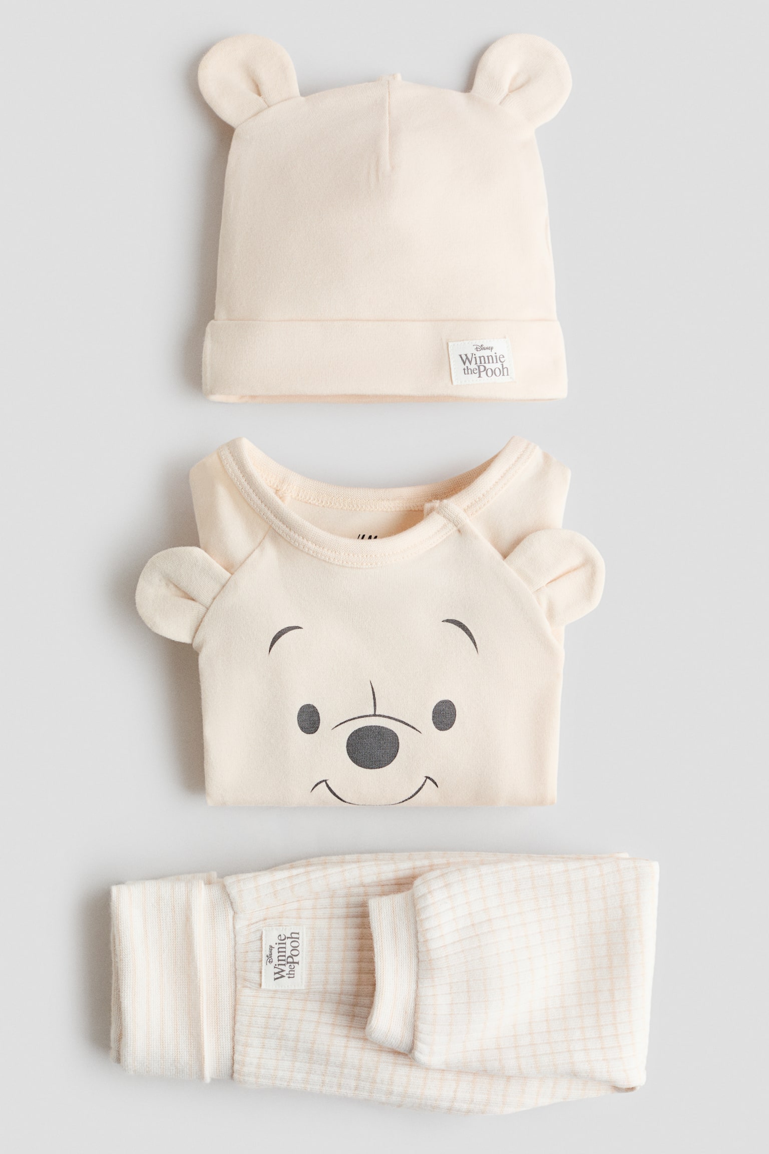 Bộ 3 món vải jersey in hình - Màu be nhạt/Winnie the Pooh - 2
