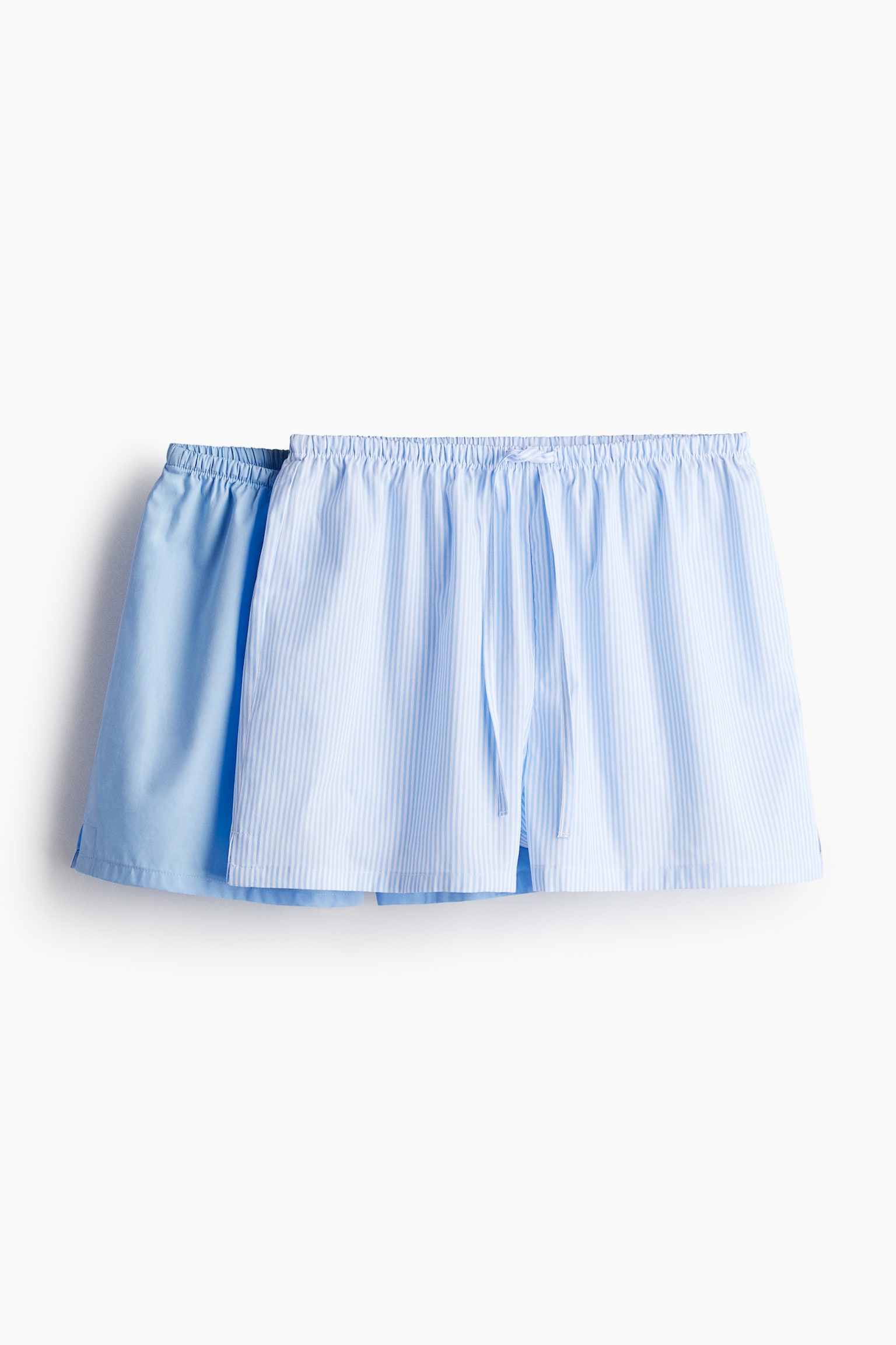 2-pack Cotton Poplin Pyjama Shorts - Light blue/Stripe/Light blue/Stripe/White/Beige stripe/Light pink/Stripe/White/Small flowers - 2