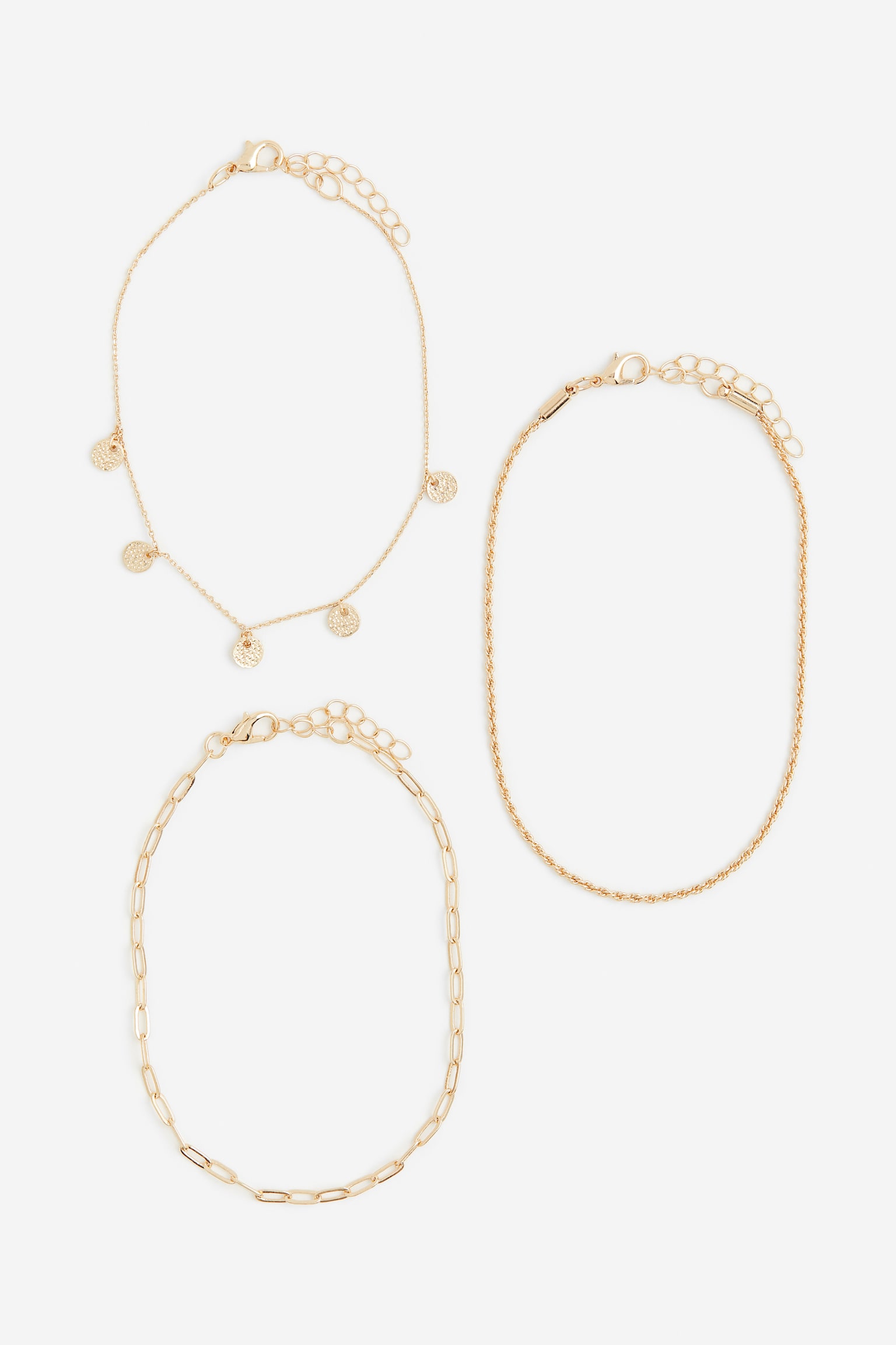 3-pack Anklets - Gold colour/Gold colour/White - 1