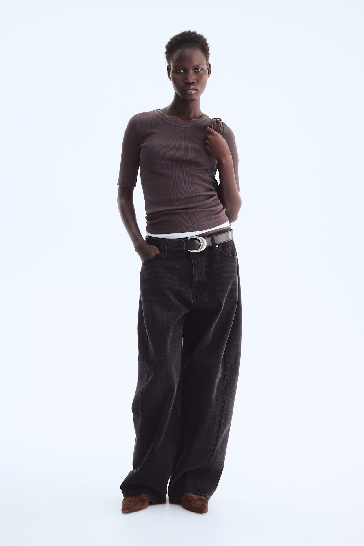 Ribbed Silk-Blend Top - image 2