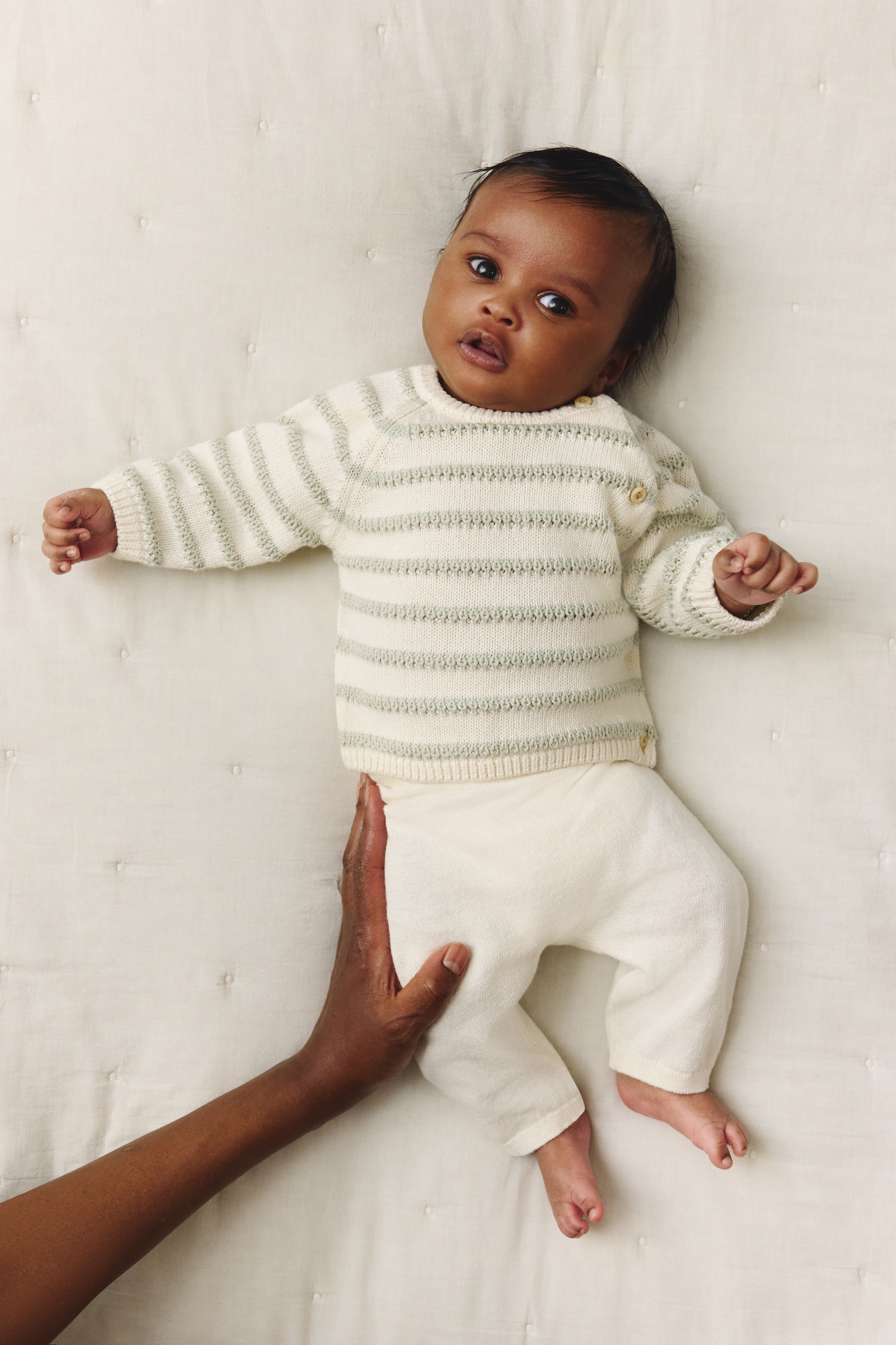 2-piece cotton-knit set - Cream/Light green/White/Giraffes/Light beige/Spotted/Light beige