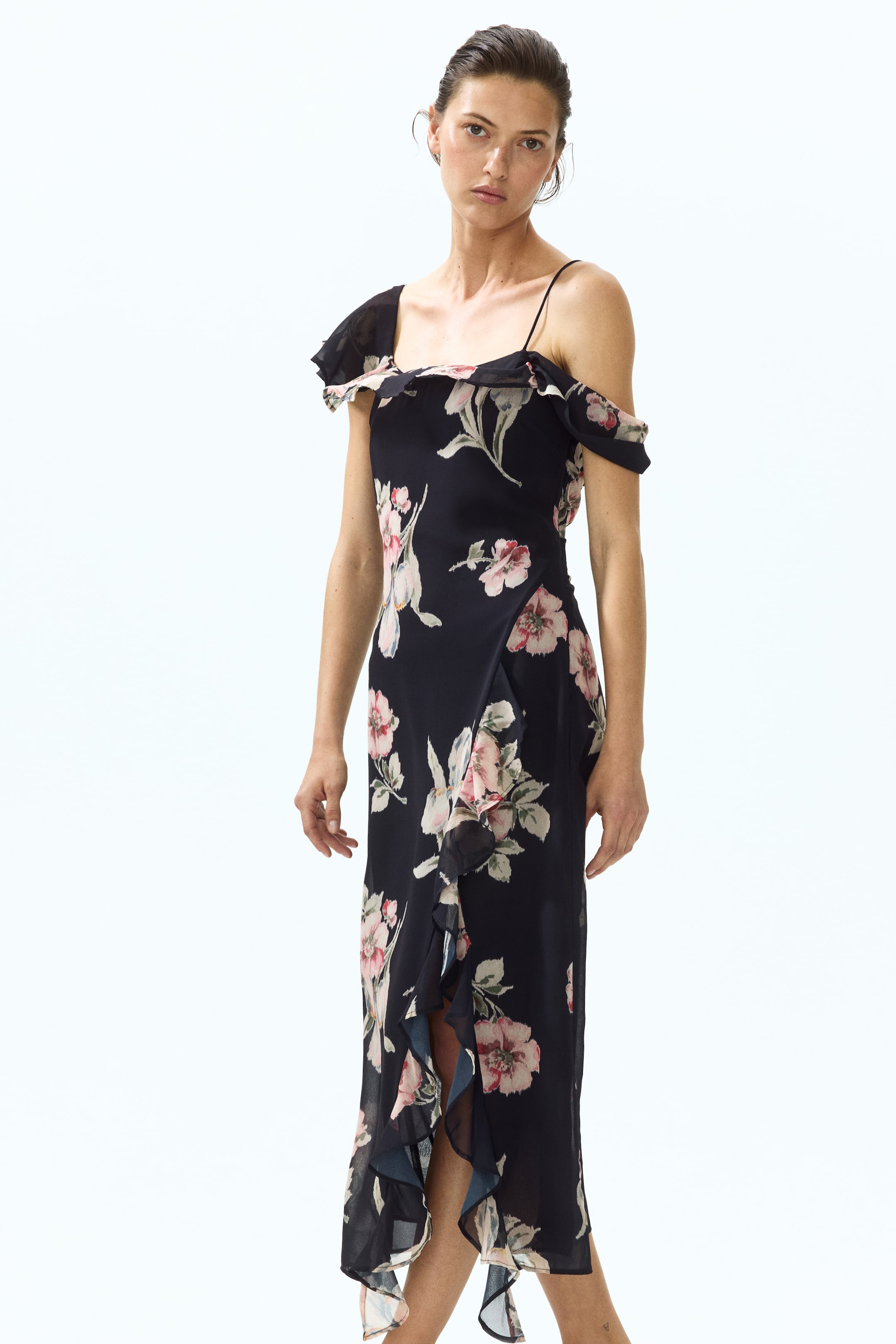Asymmetric Open-Shoulder Dress