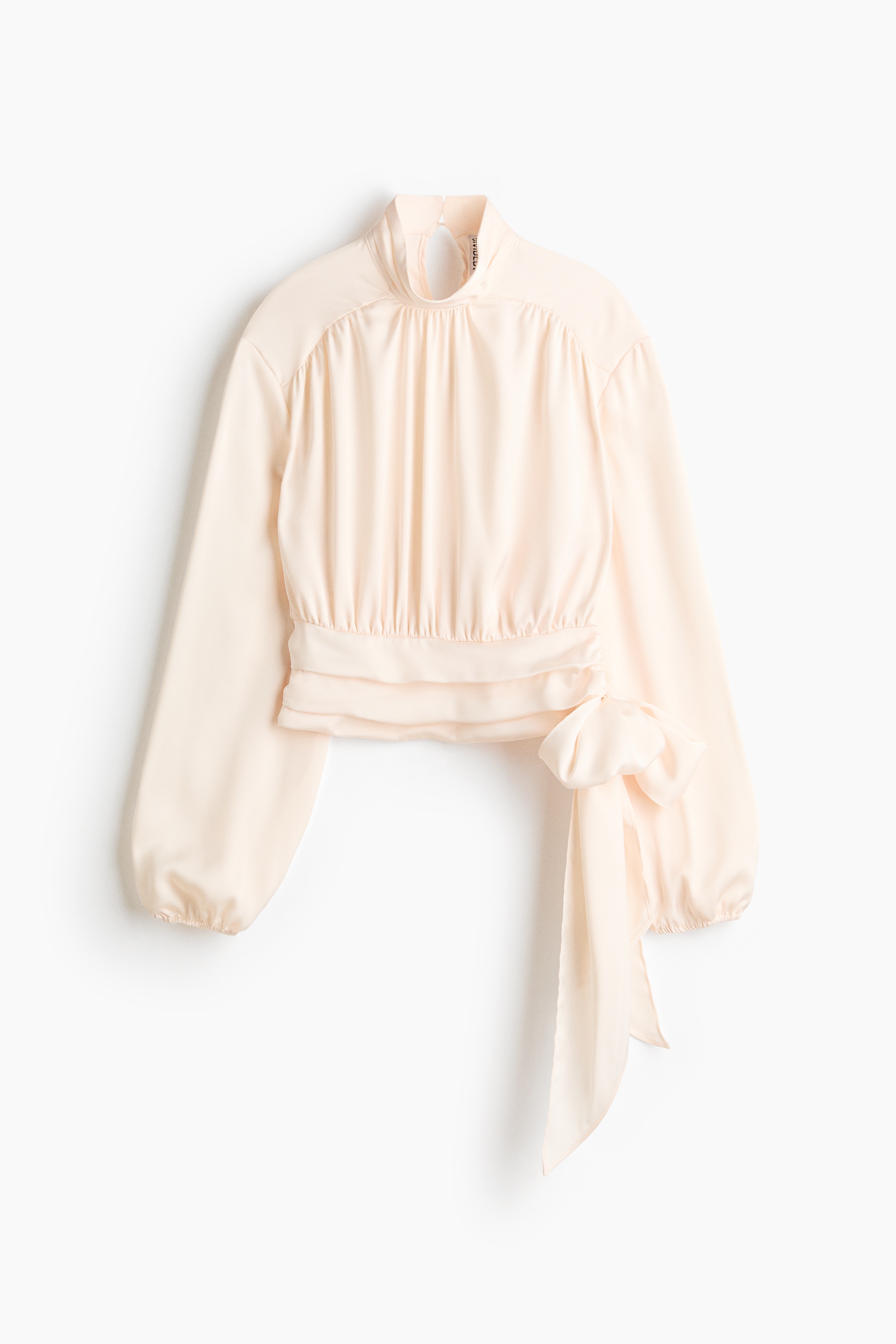 Pleated tie-detail blouse - Cream