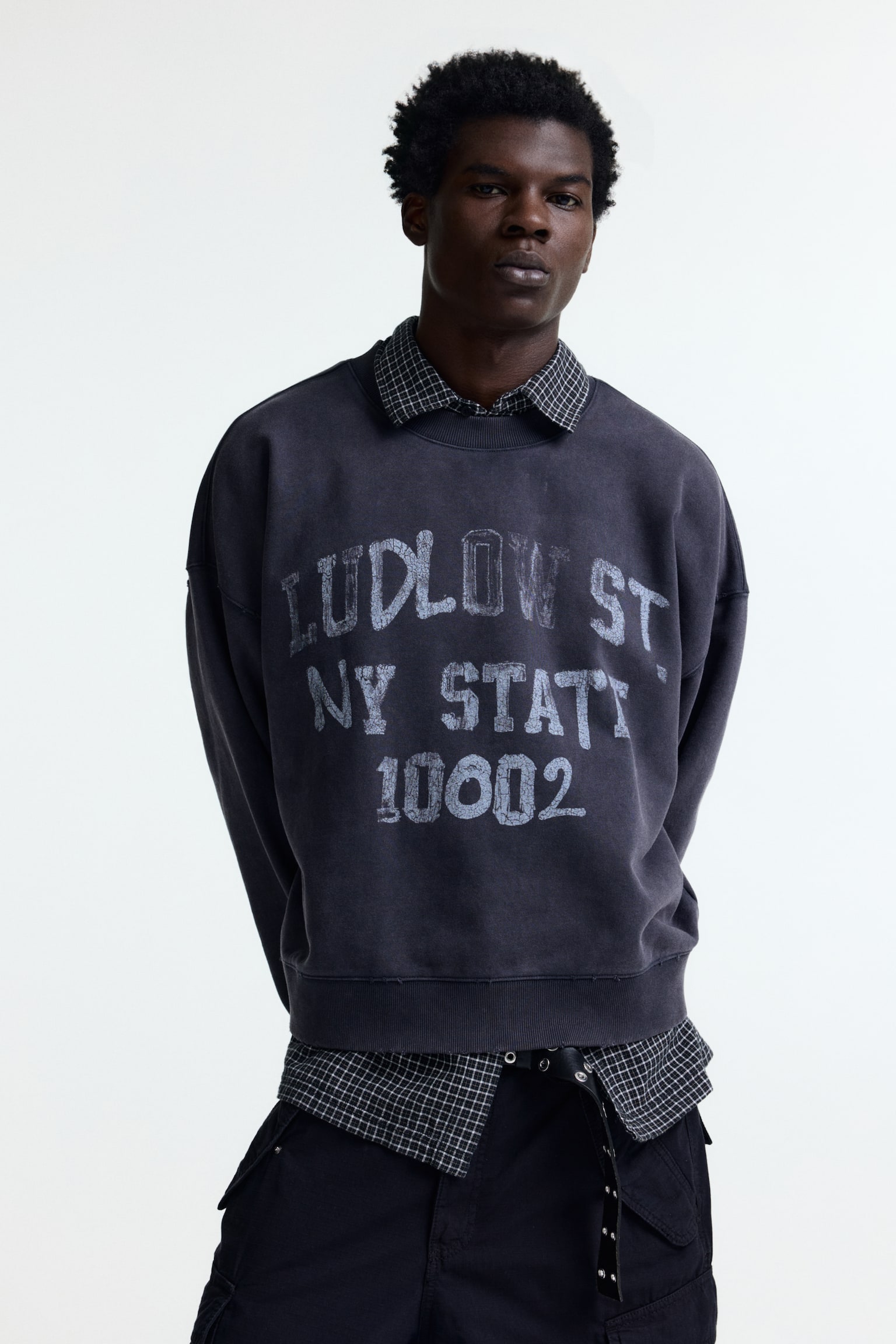 Oversized Fit Printed sweatshirt - Dark grey/Ludlow St/Dark blue/Orchard St - 1