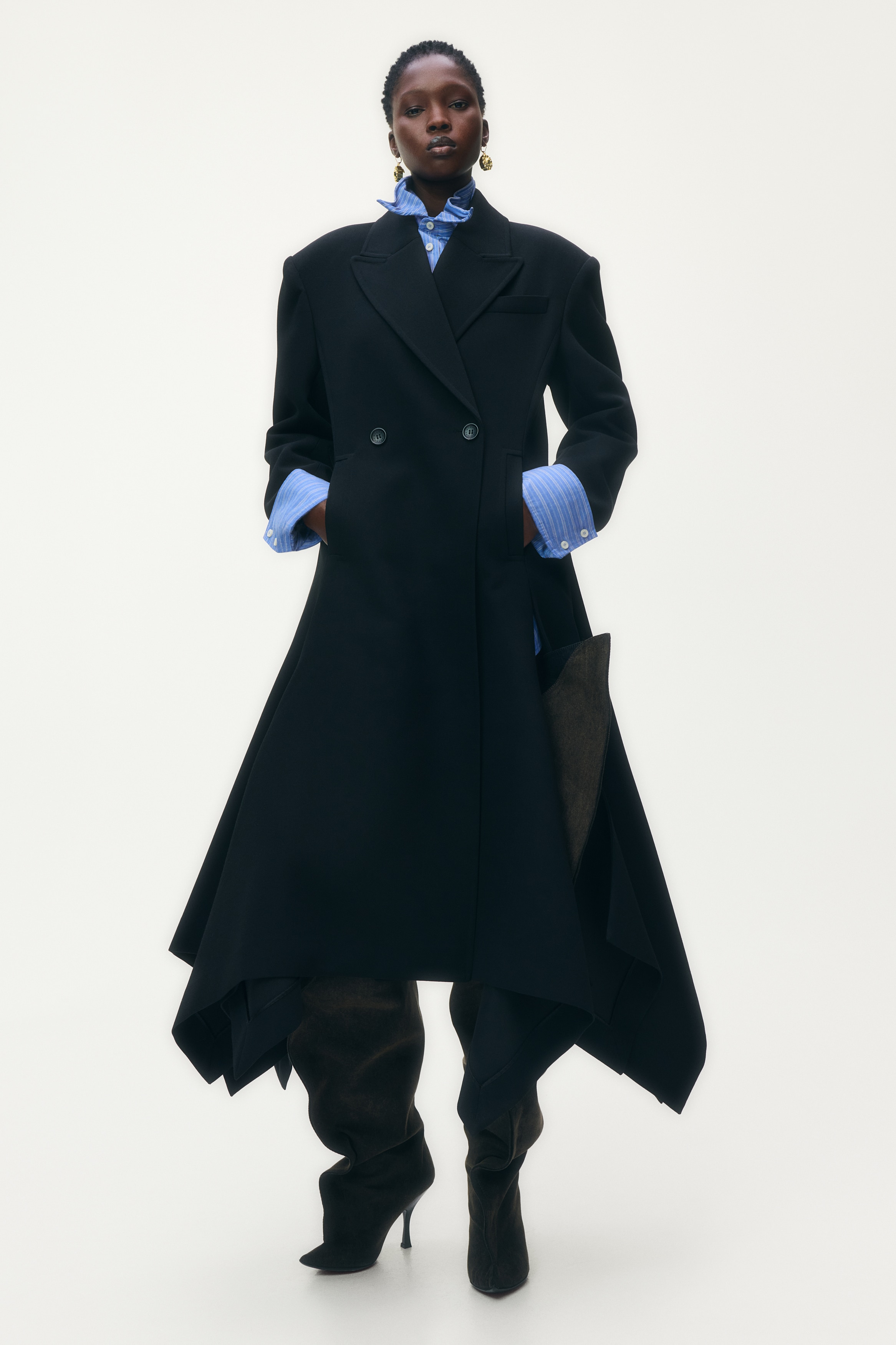 Femme - Manteau en laine mélangée Noir - Size: S  - H&M