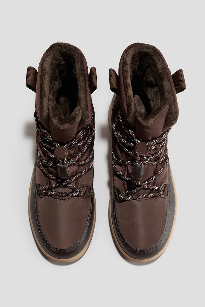 Warm-lined waterproof snow boots - Brown/Black - 1