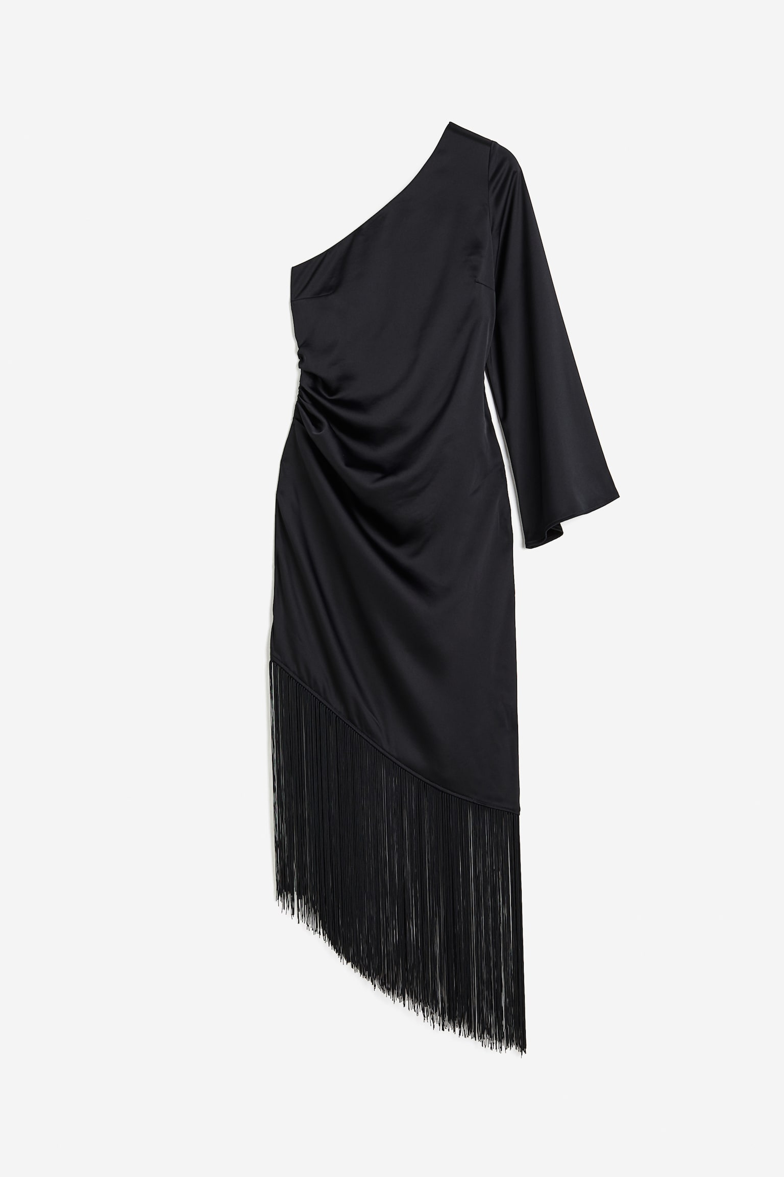 Fringe Trim One Shoulder Dress - Navy blue - 1