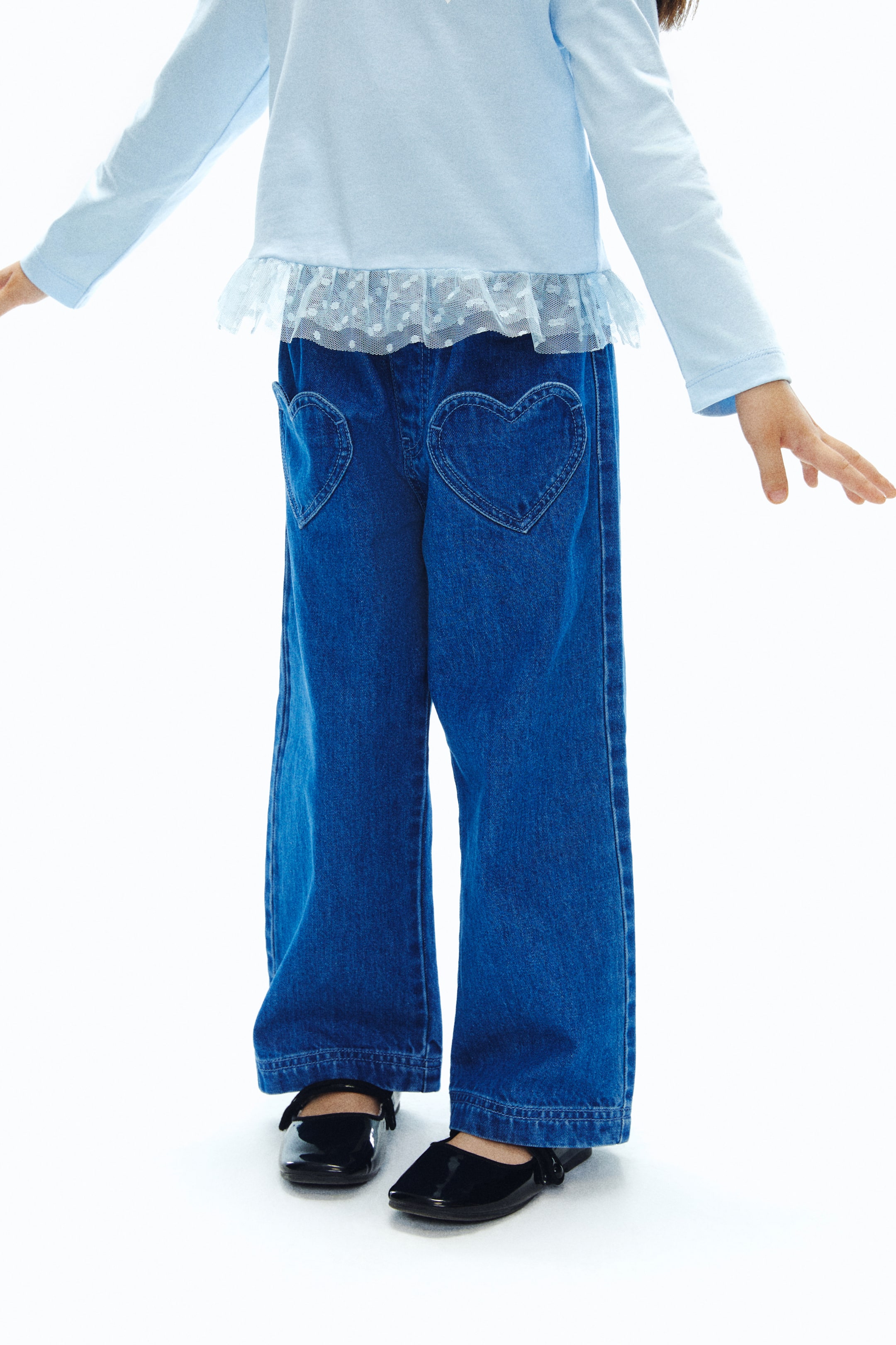 拡大画像を表示: ワイドレッグデニムパンツ - デニムブルー - Kids | H&M JP 4