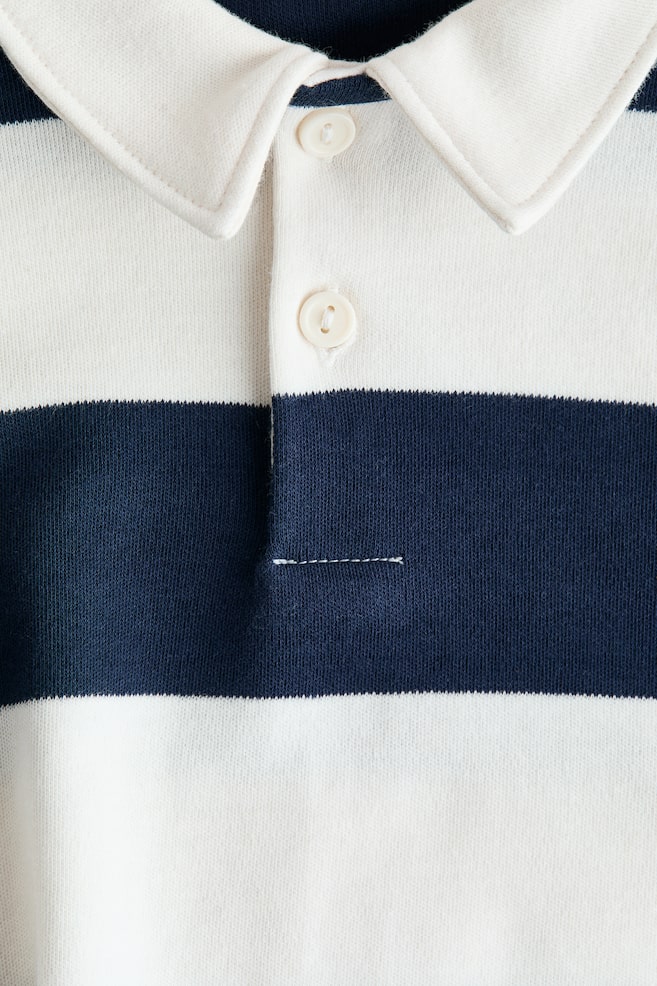 Cotton rugby shirt - White/Navy blue - 2