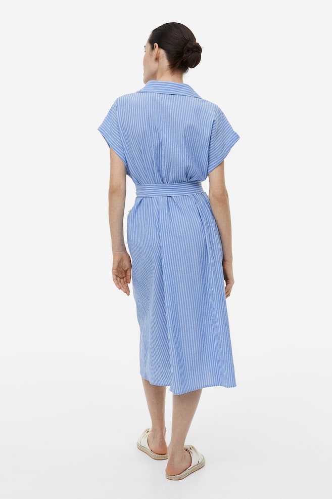 Belted shirt dress - Blue/Striped/White - 6