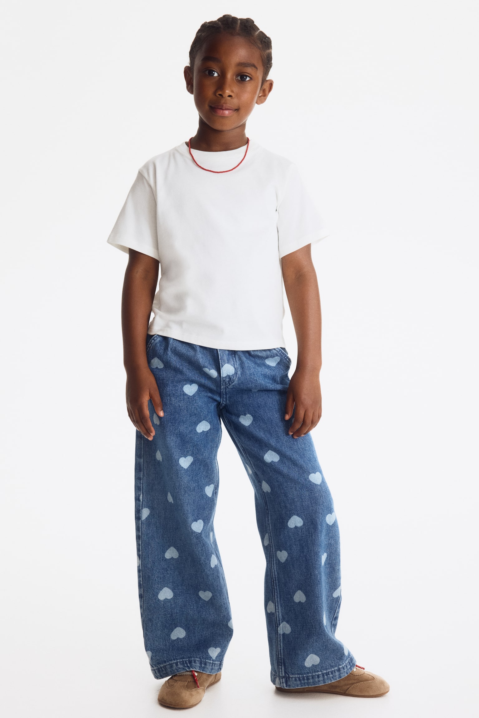 Wide Leg Loose Fit Jeans - Denim blue/Hearts/Light brown/Leopard print/Denim black/Hearts - 1