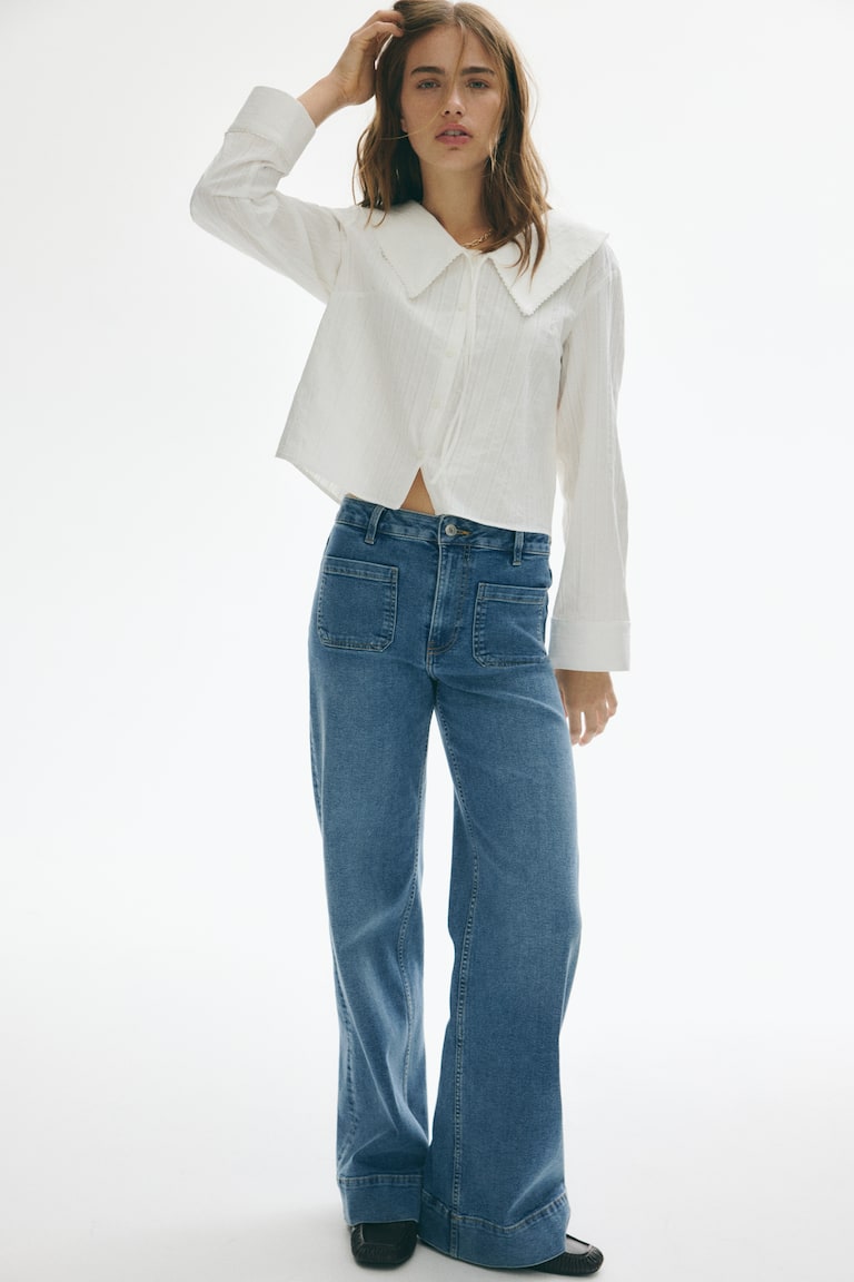 Peter Pan-collared blouse White Ladies H&M IN