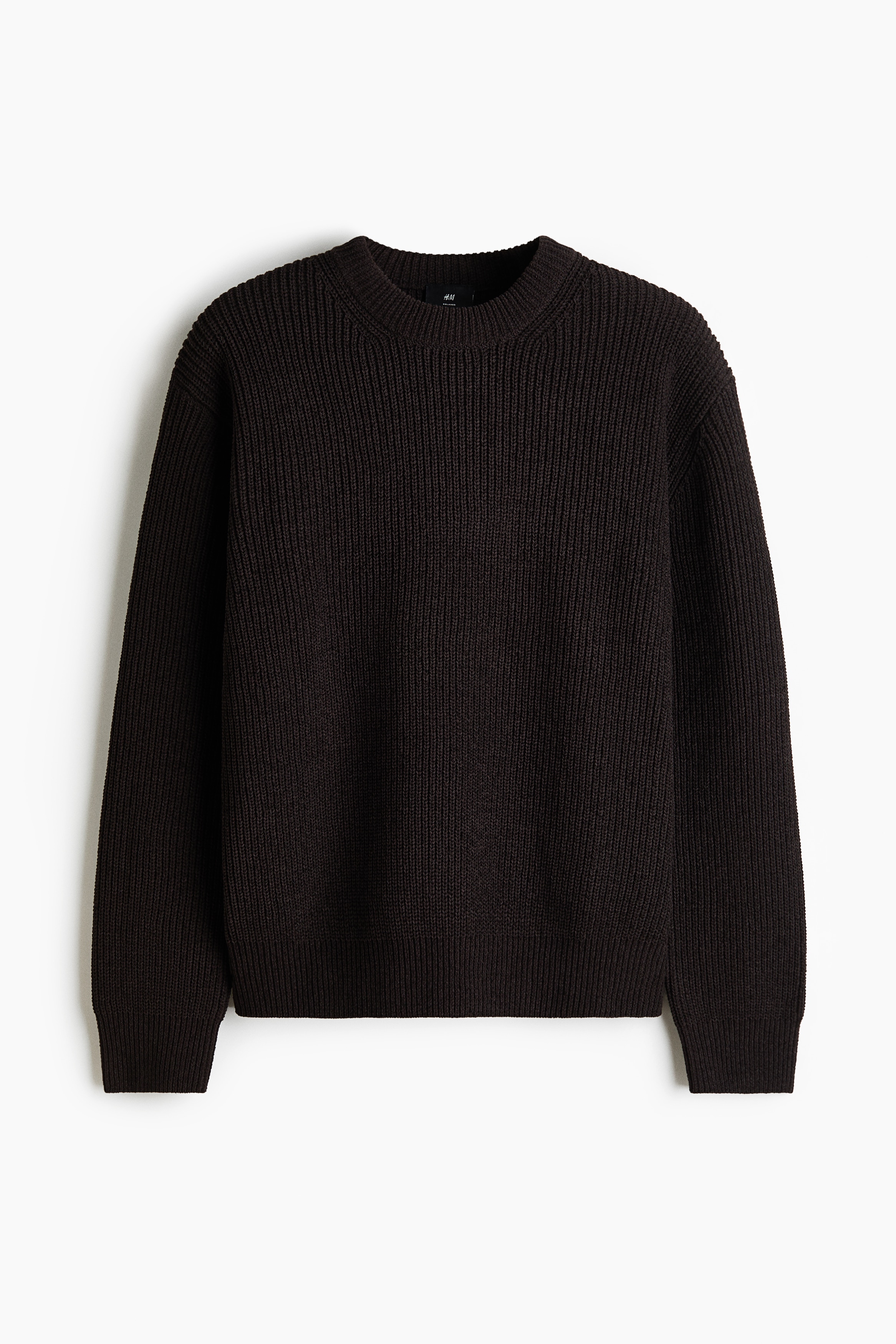 Relaxed Fit Rib-knit jumper - Dark brown/Grey/Dark purple