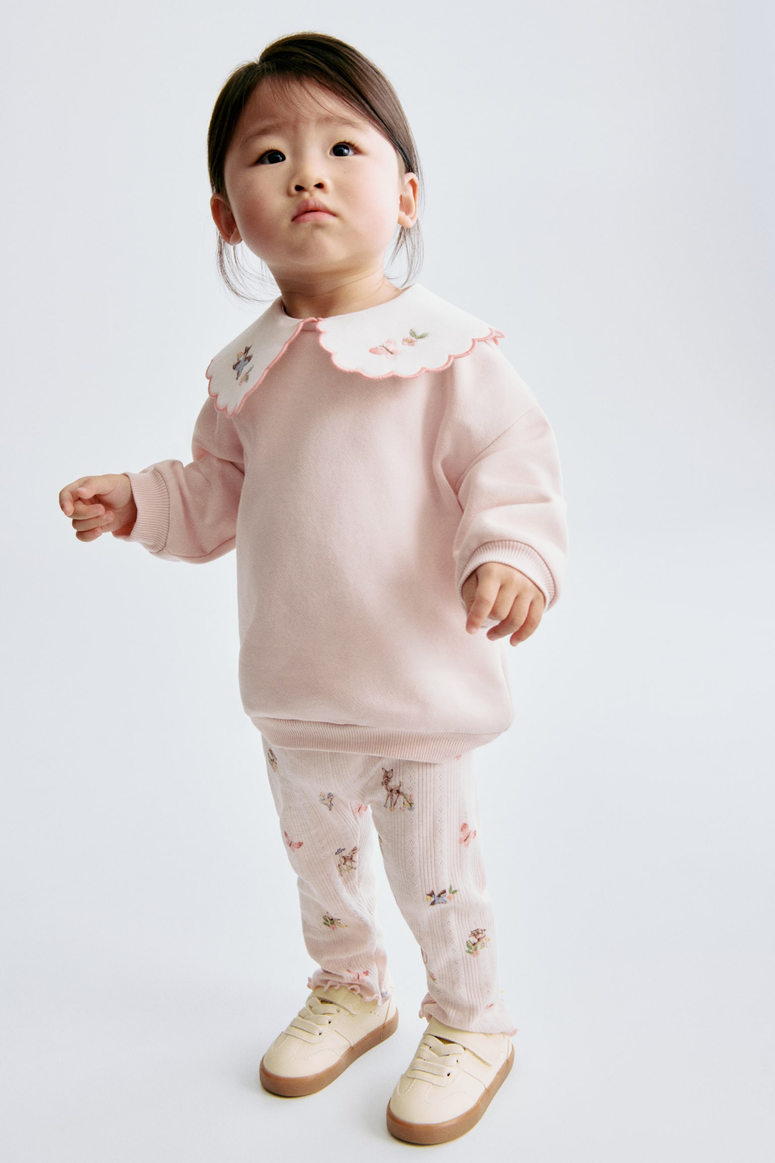 Детский комплект H&M 2-Piece Top and Leggings Set, цвет: Светлый розовый — фото 2
