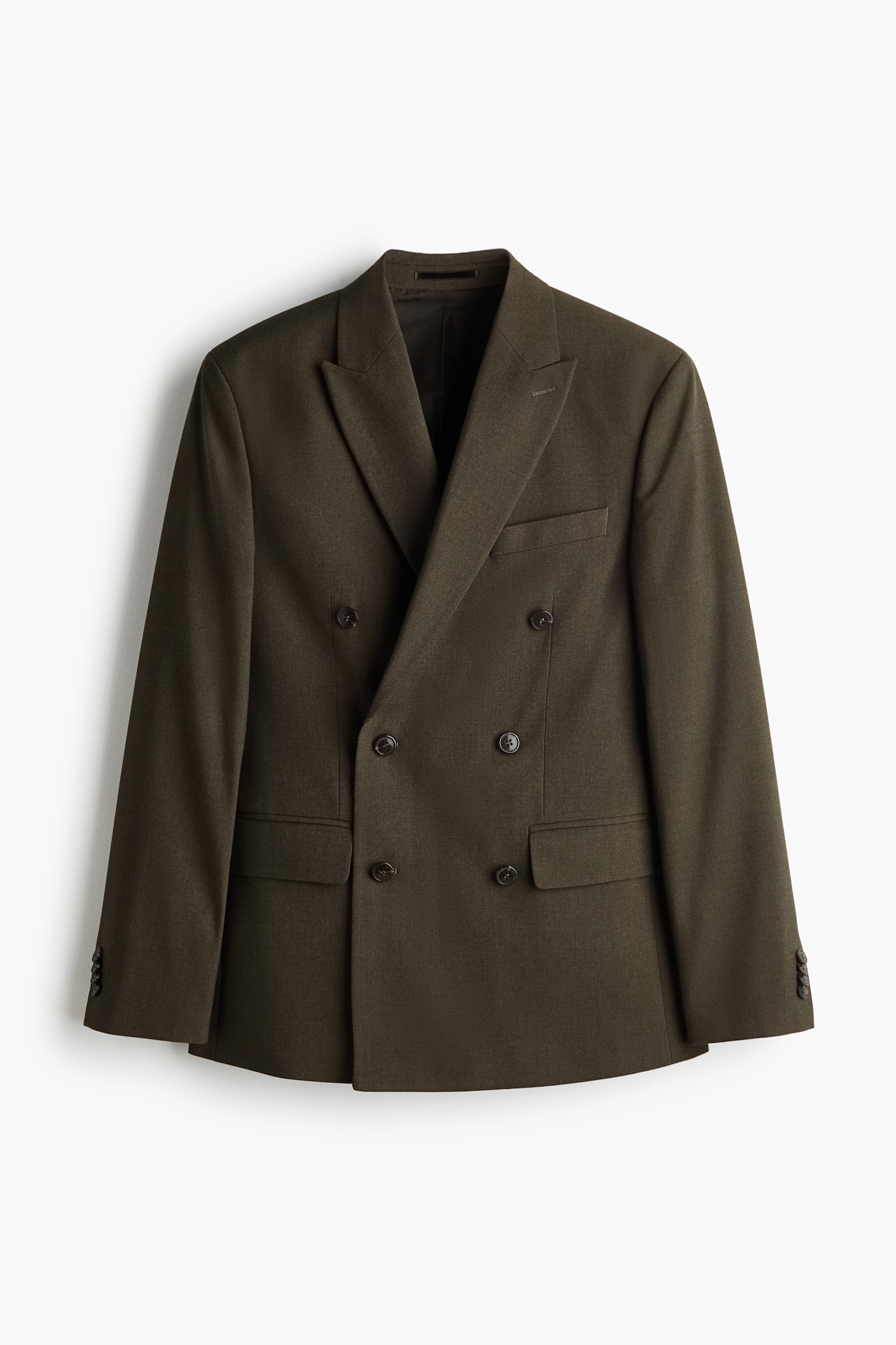 Dwurzędowa marynarka Regular Fit - Ciemna zieleń khaki/Czarny/Czarny
