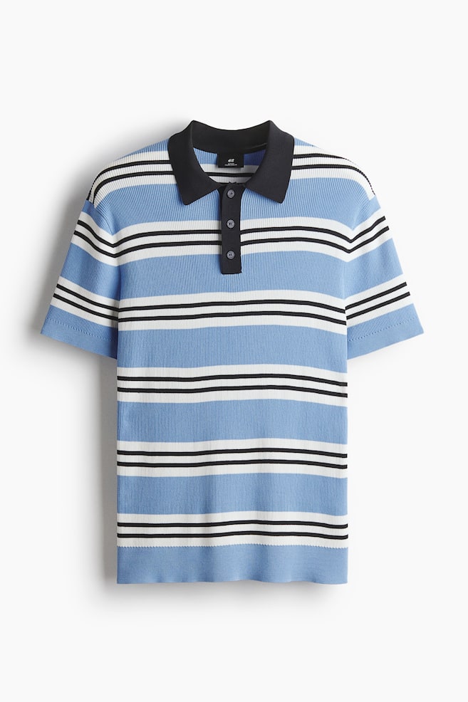 Slim-Fit Polo Shirt - Light blue/striped/Dark green/striped - 1