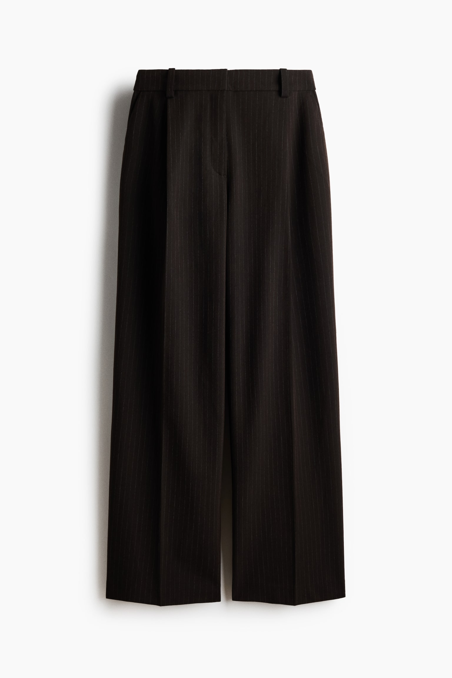 Wide tailored trousers - Dark brown/Pinstriped/Dark brown - 1