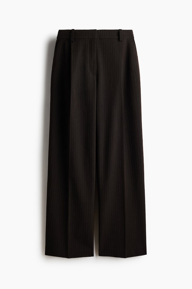 Wide tailored trousers - Dark brown/Pinstriped/Dark brown - 1