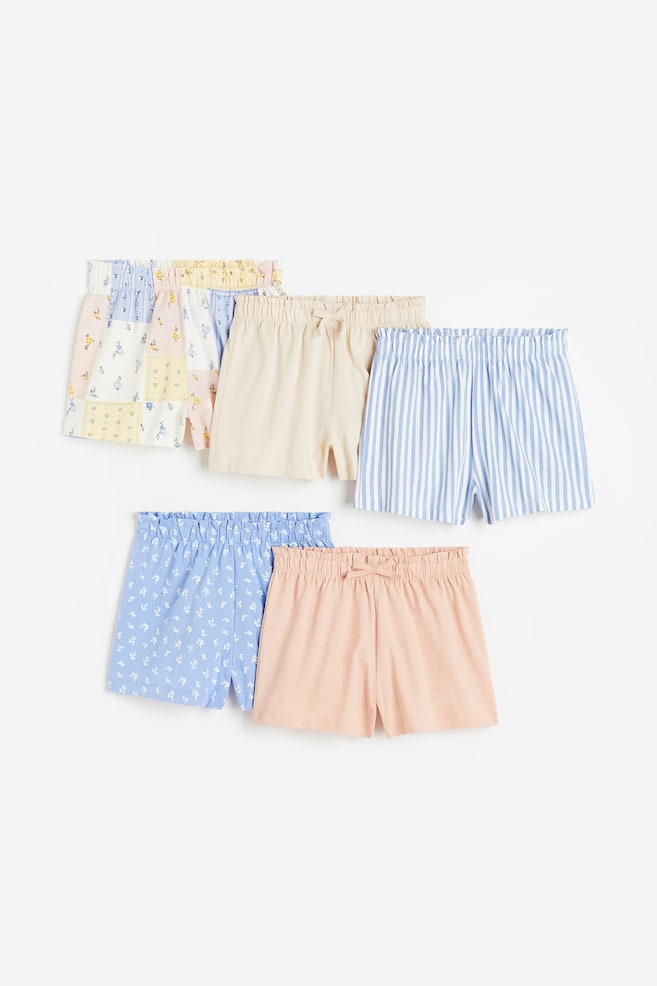 5-pack pull-on shorts - Light blue/Light yellow/Pink/Daisies/Light pink/Seashells - 1