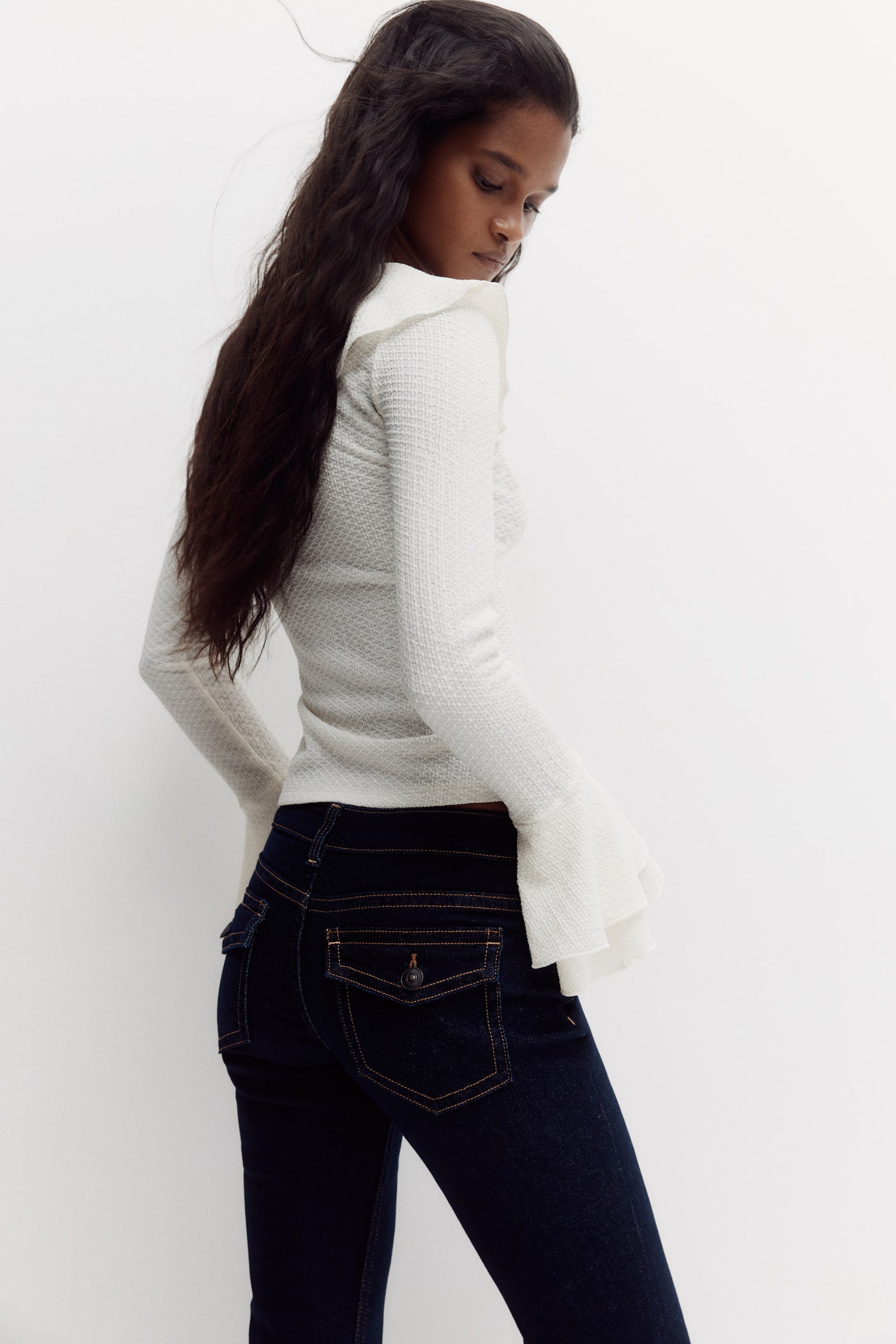 Flared Low Jeans - Ciemnoniebieski denim/Niebieski denim/Niebieski denim - 6