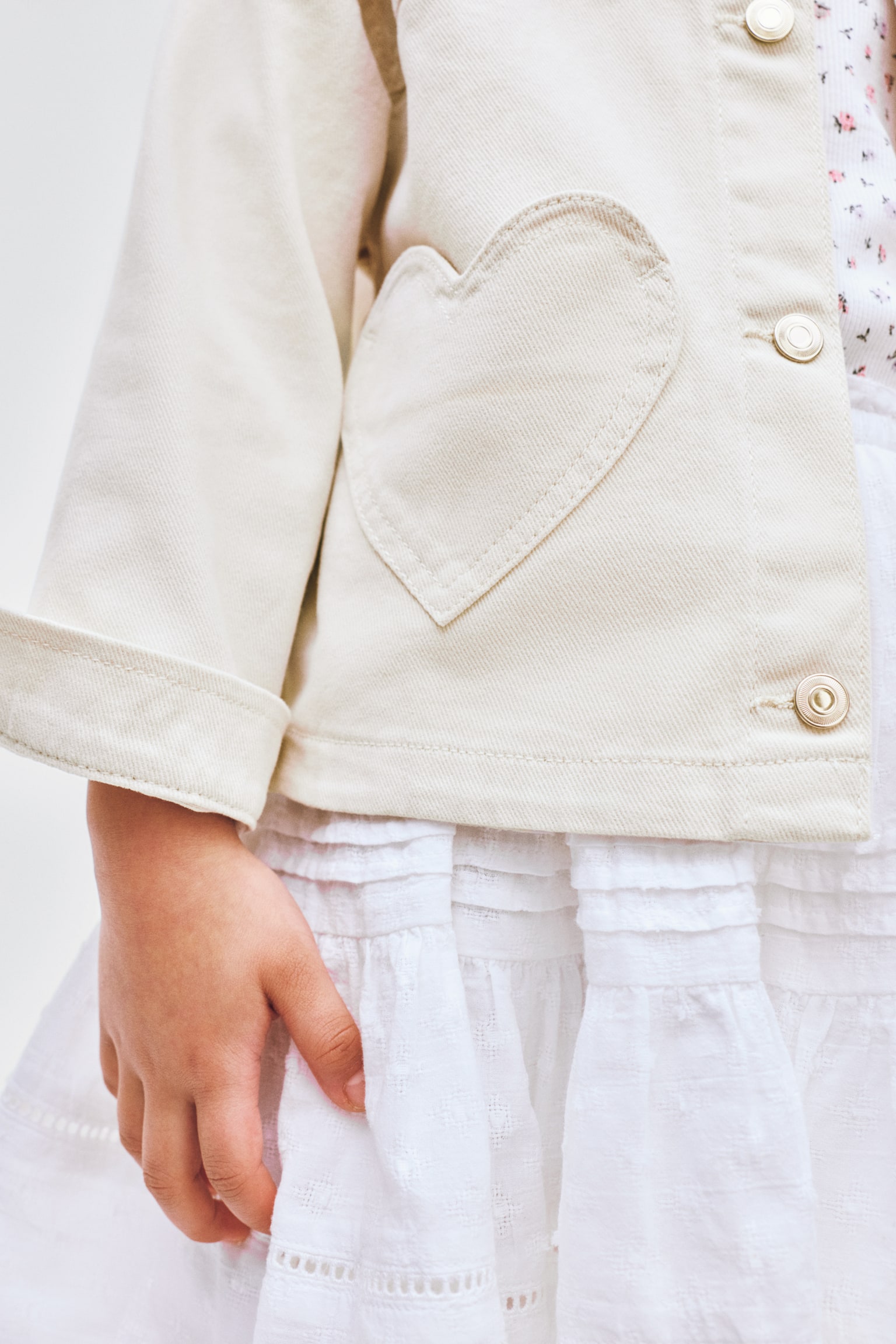 Heart-pocket twill jacket - Light beige/Light pink - 4