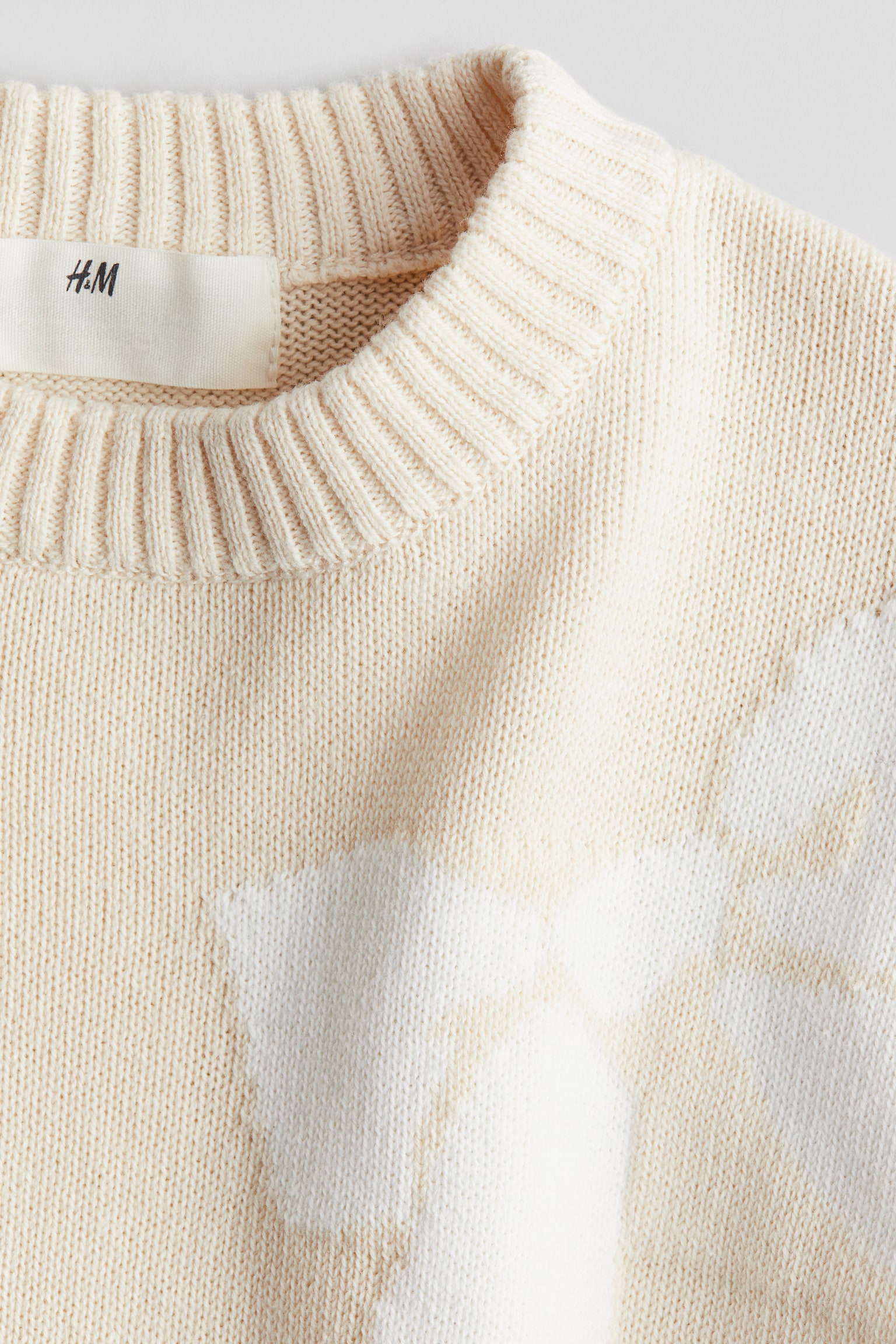 Jacquard-knit cotton jumper - Cream/Bows - 2