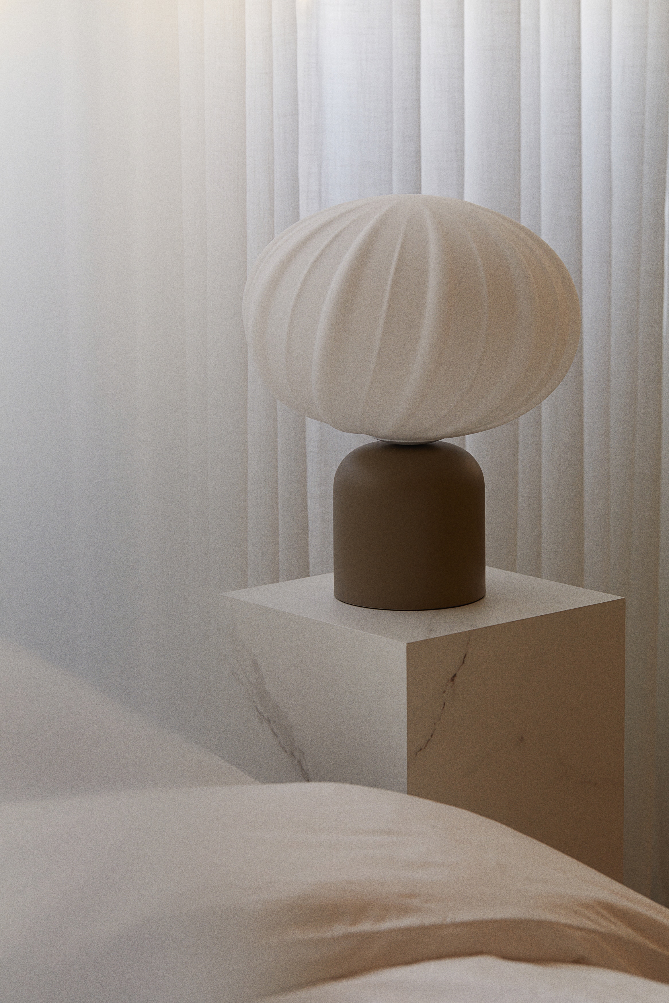 Glass table lamp - Brun/Hvid