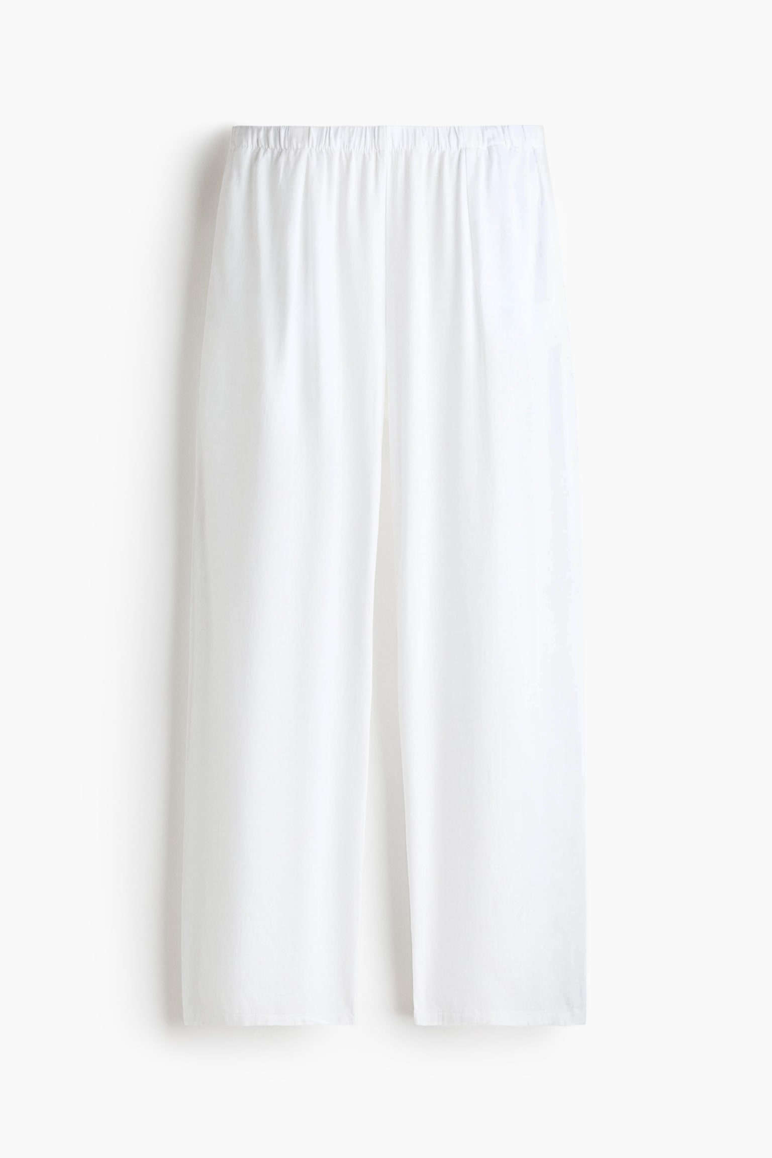 Wide linen-blend trousers - White/Light yellow/White/Striped - 1